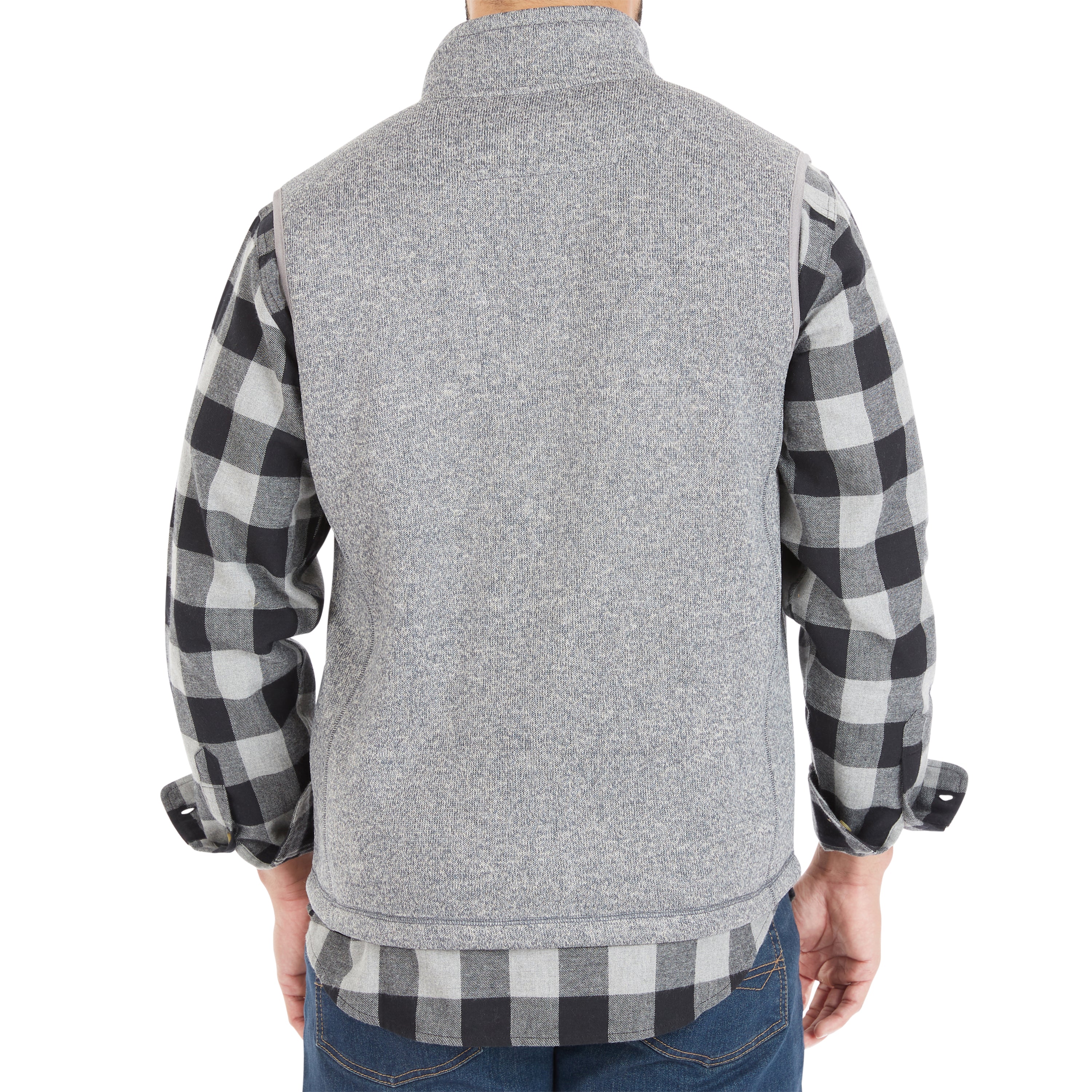  Smith's Workwear Sherpa-Lined Sweater Fleece Vest with Zip Pockets - Slate Blue Heather - Bonton