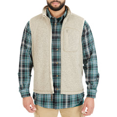 Sherpa-Lined Sweater Fleece Vest with Zip Pockets