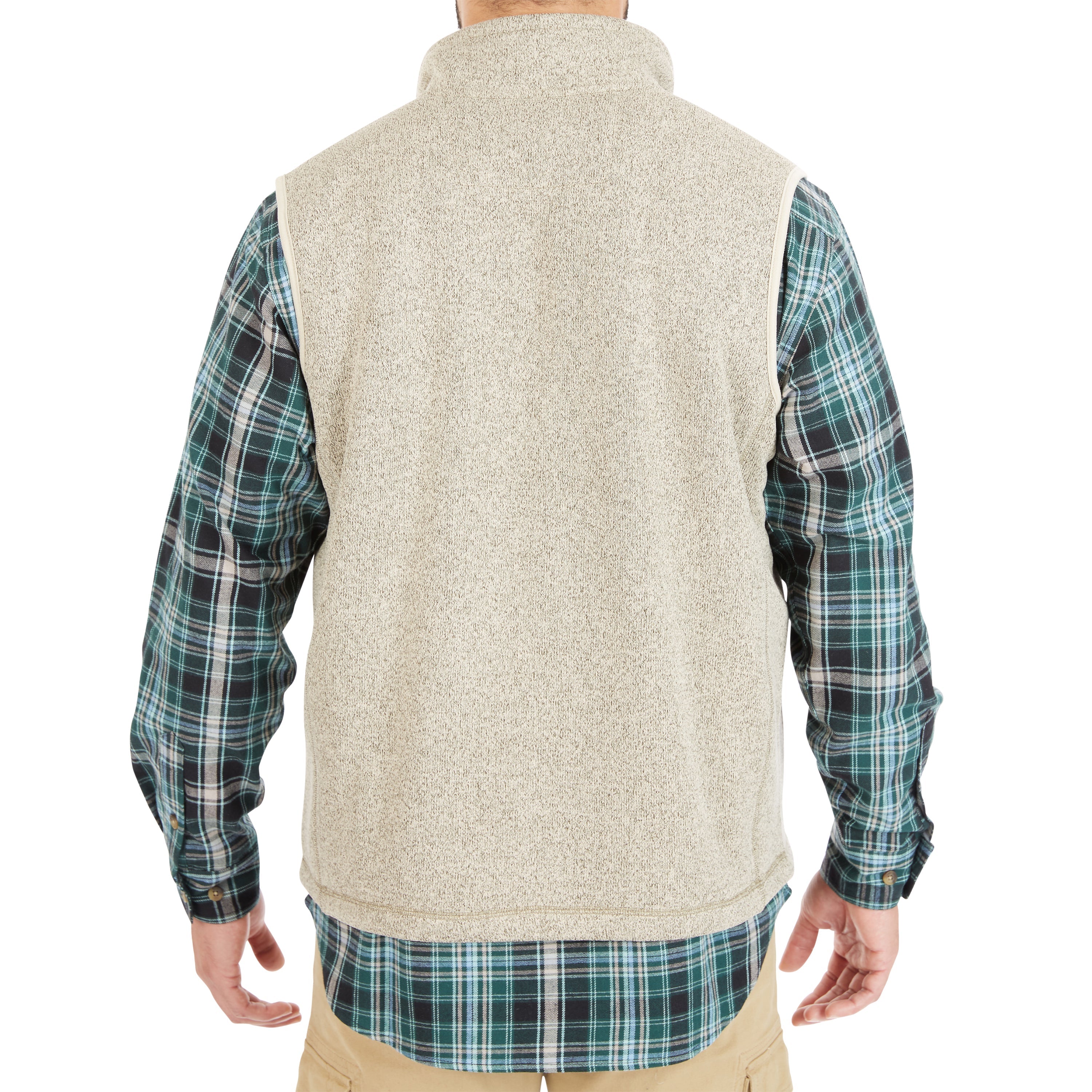  Smith's Workwear Sherpa-Lined Sweater Fleece Vest with Zip Pockets - Oatmeal Heather - Bonton