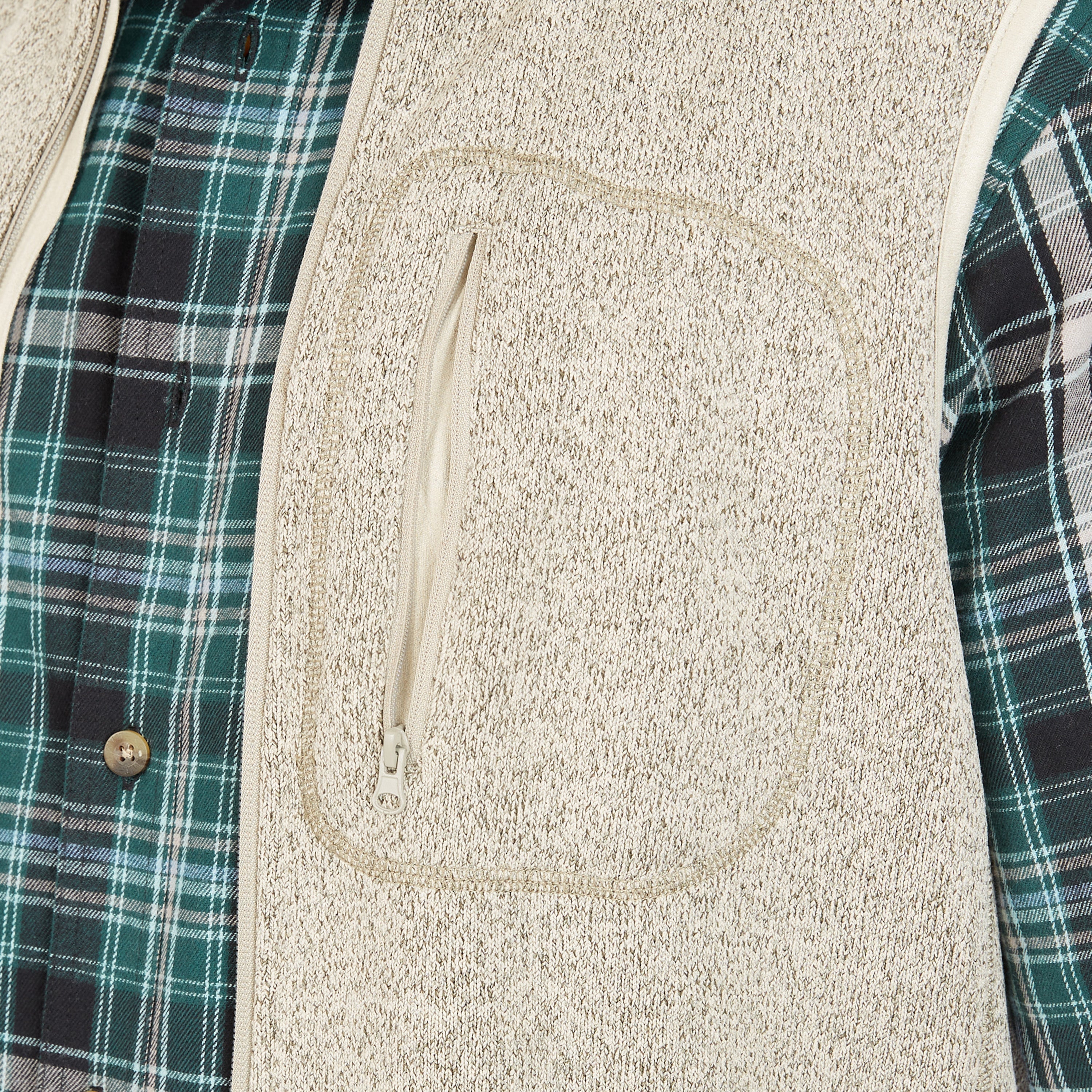  Smith's Workwear Sherpa-Lined Sweater Fleece Vest with Zip Pockets - Oatmeal Heather - Bonton