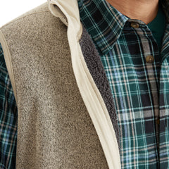 Sherpa-Lined Sweater Fleece Vest with Zip Pockets