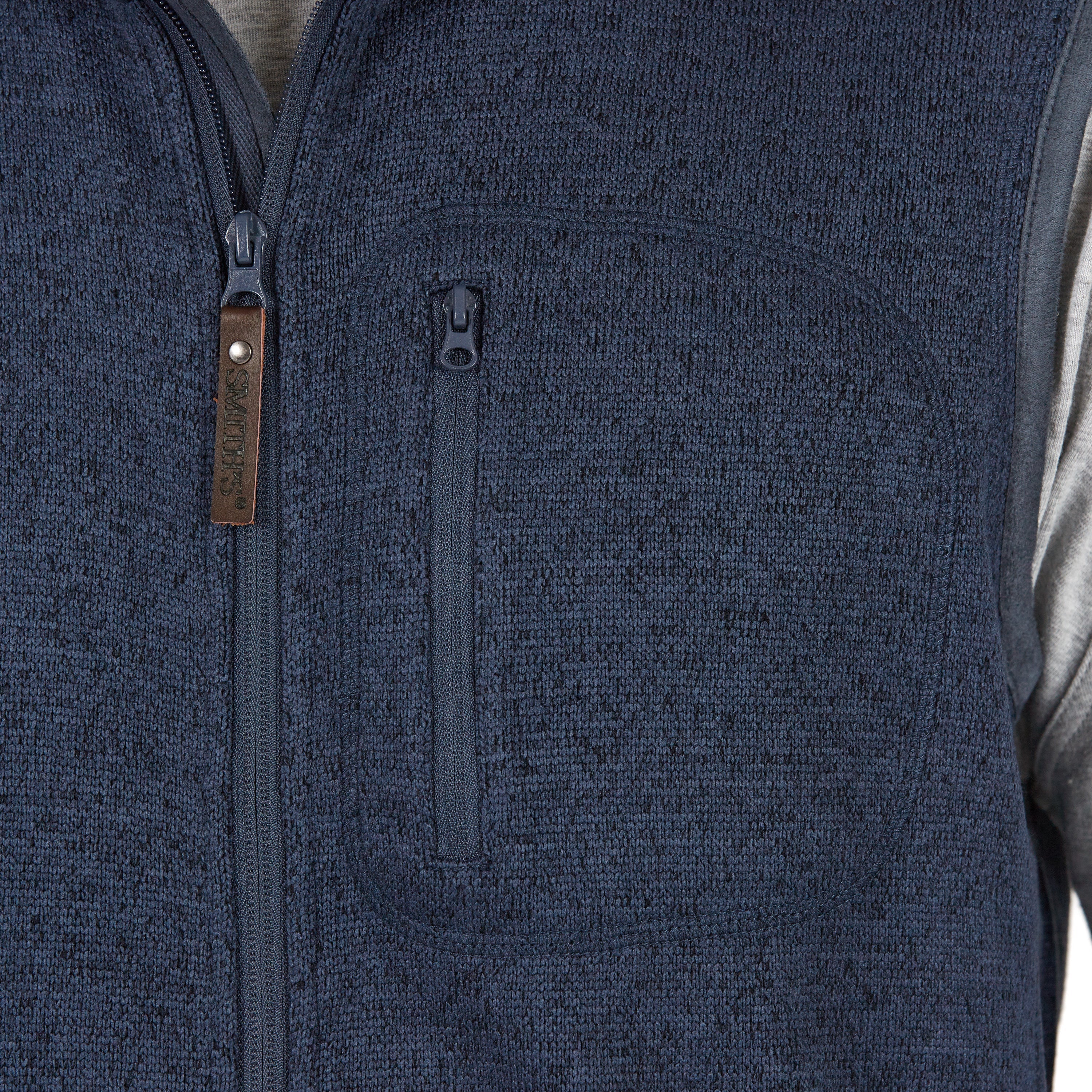  Smith's Workwear Sweater Fleece Vest with Zip Pockets - Slate Blue Heather - Bonton