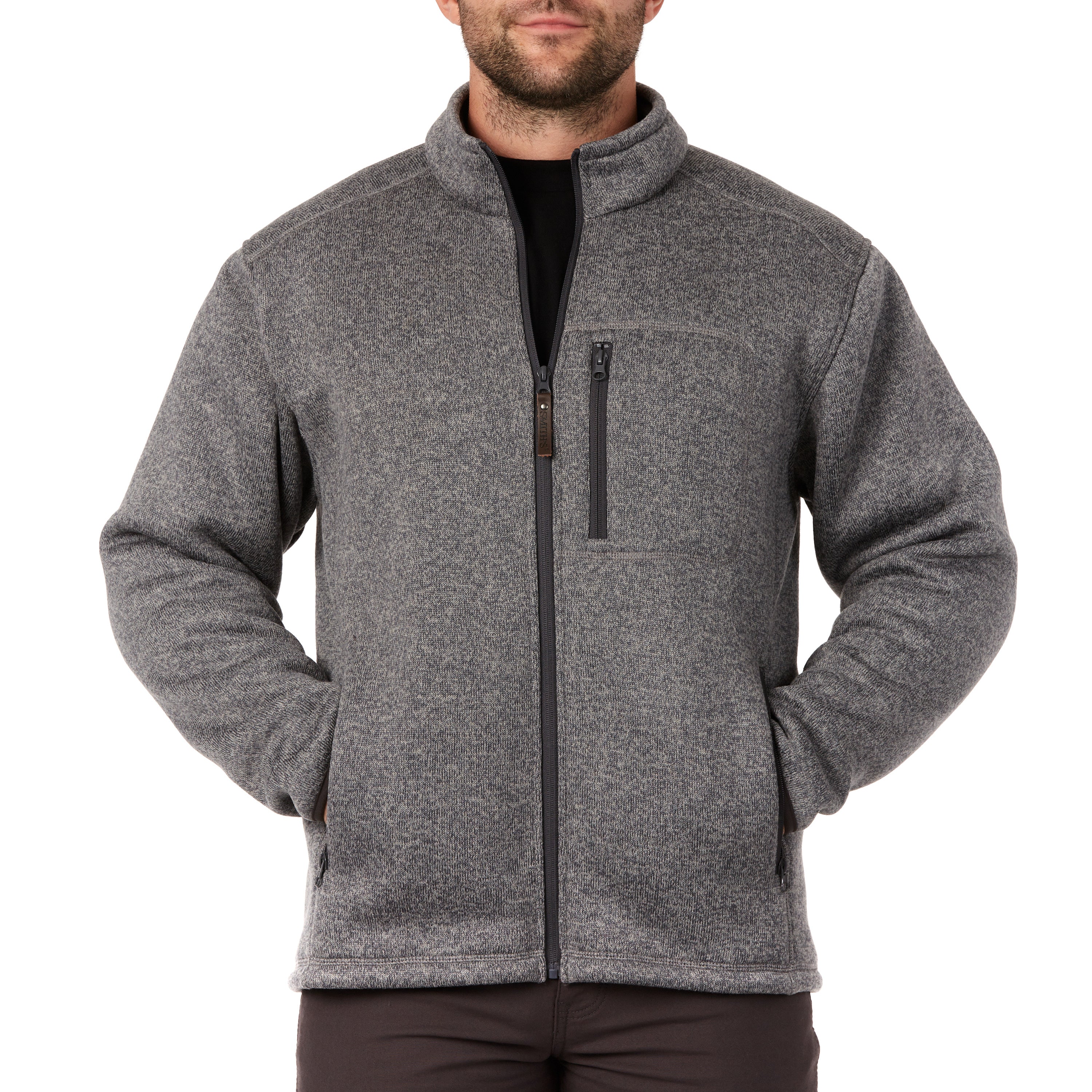  Smith's Workwear Sherpa-Lined Sweater Fleece Full Zip Jacket - Oatmeal Heather - Bonton