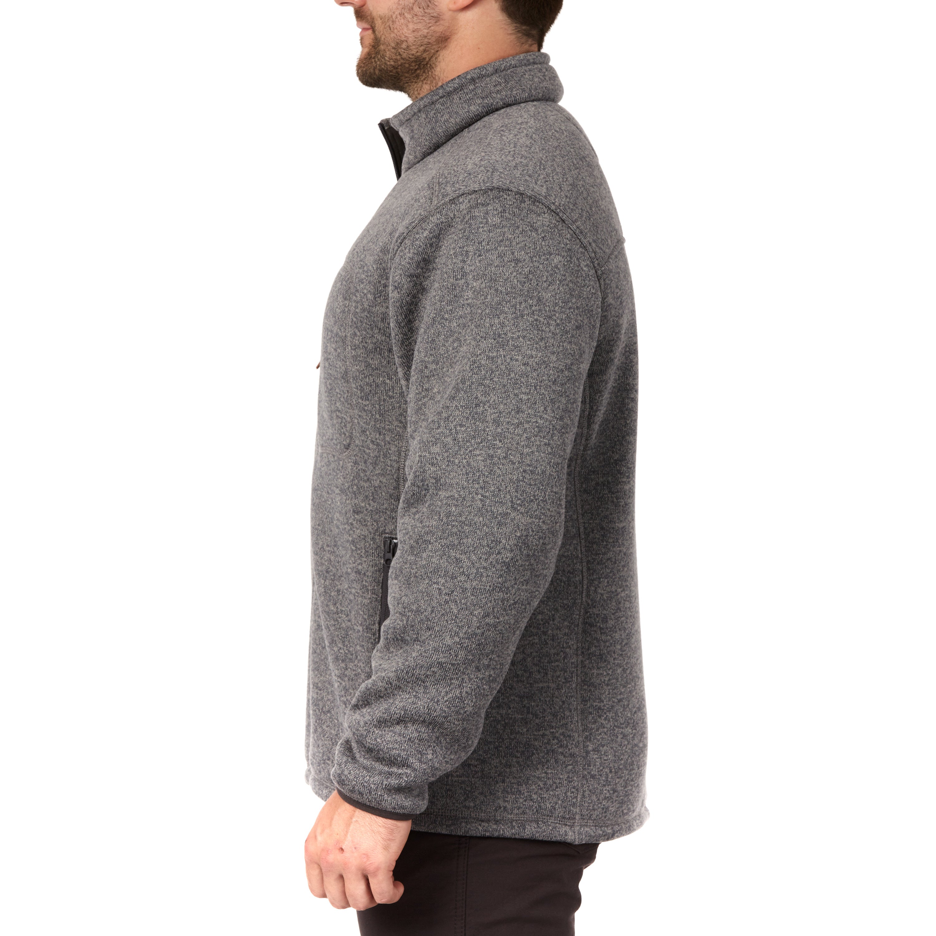  Smith's Workwear Sherpa-Lined Sweater Fleece Full Zip Jacket - Oatmeal Heather - Bonton