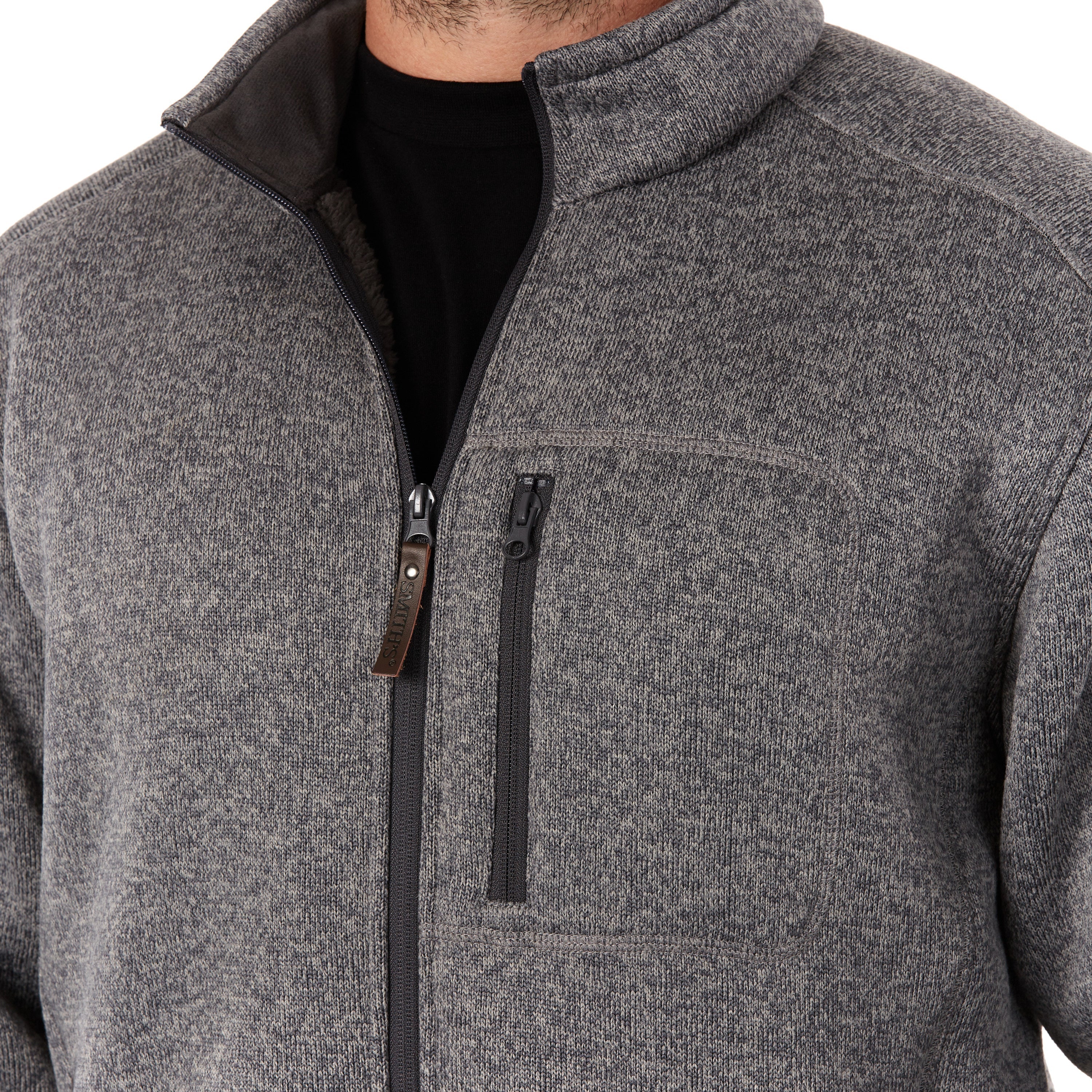  Smith's Workwear Sherpa-Lined Sweater Fleece Full Zip Jacket - Oatmeal Heather - Bonton