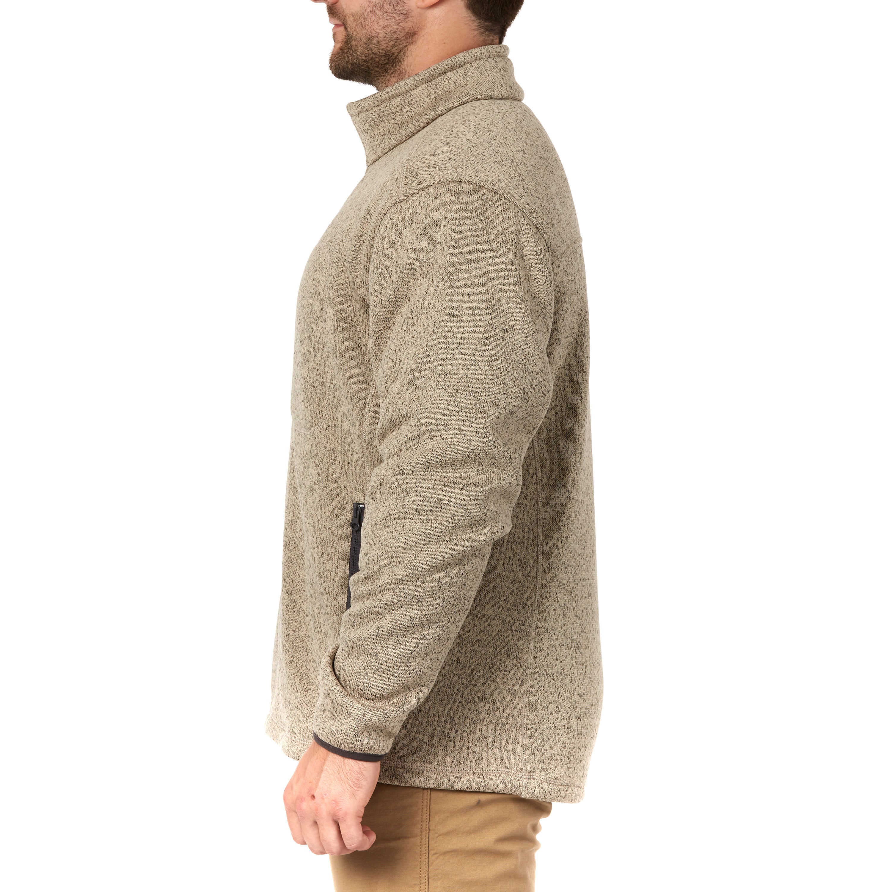  Smith's Workwear Sherpa-Lined Sweater Fleece Full Zip Jacket - Oatmeal Heather - Bonton