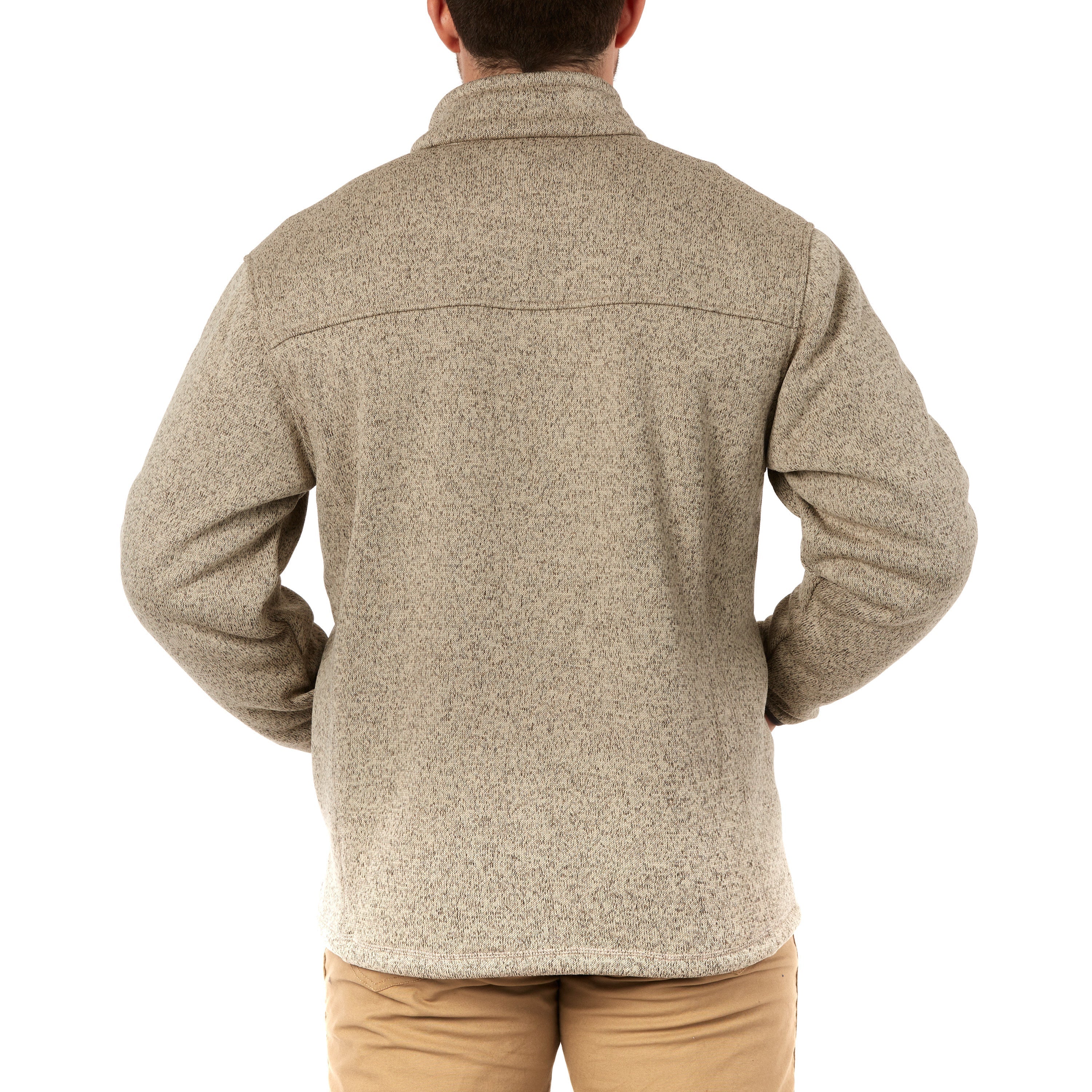  Smith's Workwear Sherpa-Lined Sweater Fleece Full Zip Jacket - Oatmeal Heather - Bonton