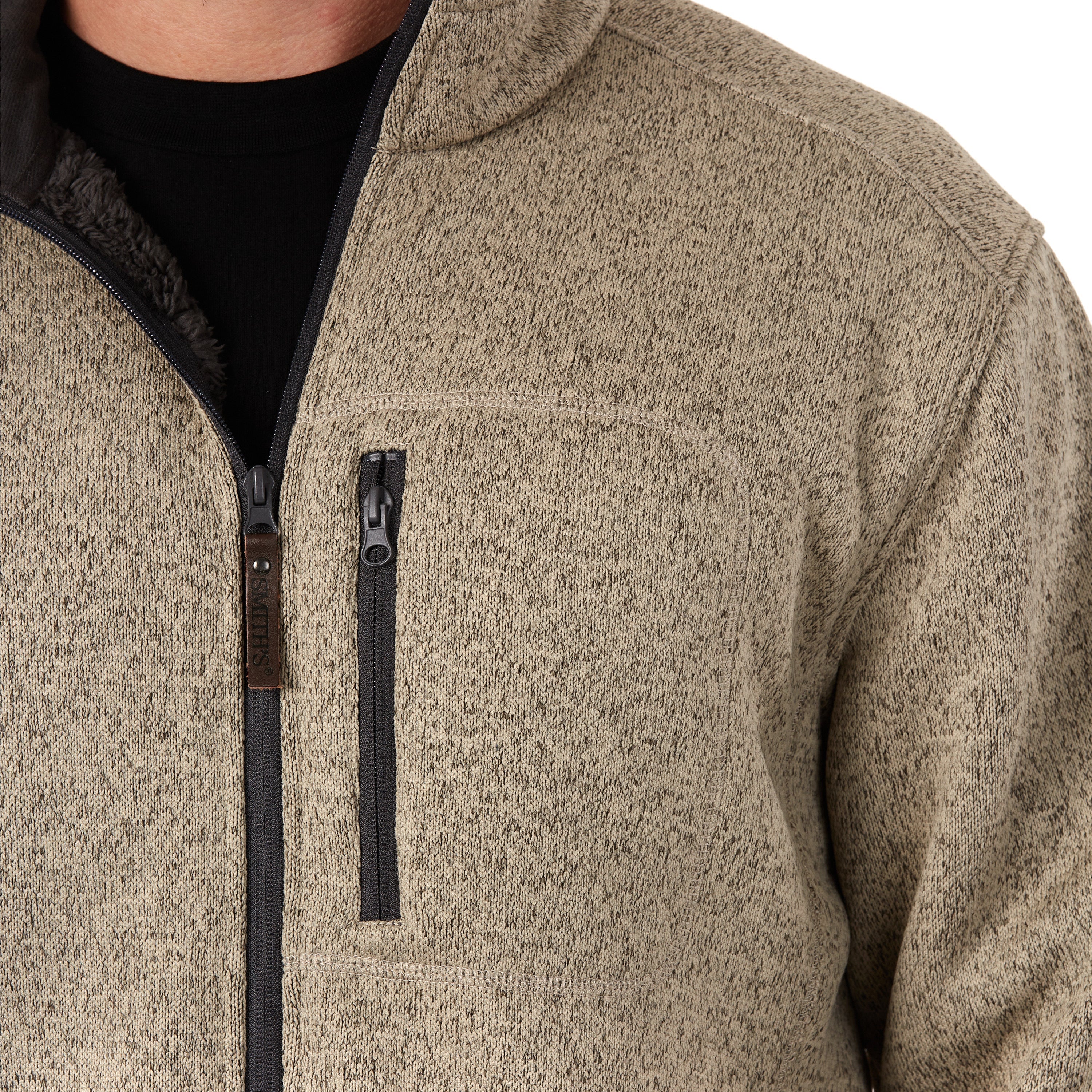  Smith's Workwear Sherpa-Lined Sweater Fleece Full Zip Jacket - Slate Blue Heather - Bonton