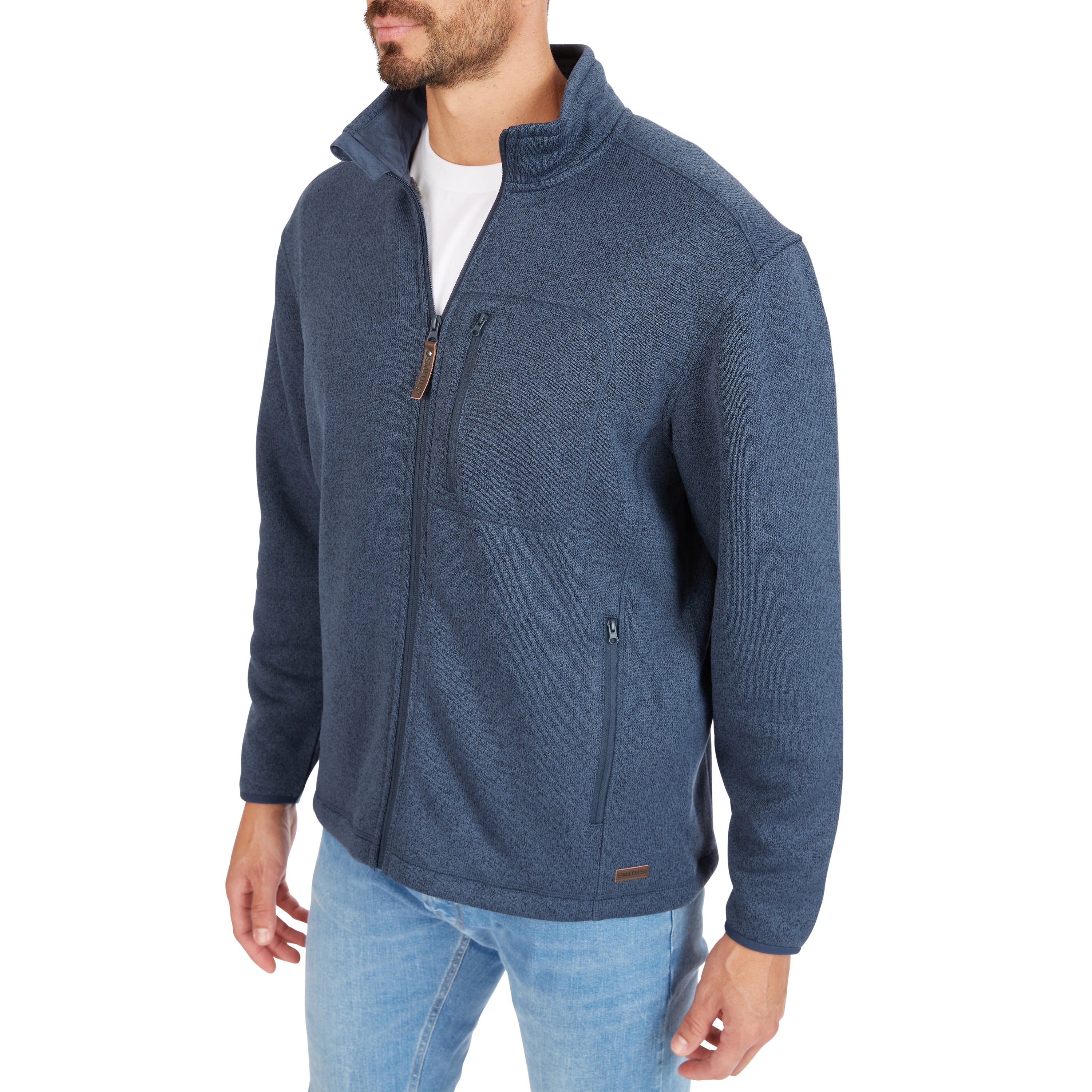  Smith's Workwear Sherpa-Lined Sweater Fleece Full Zip Jacket - Oatmeal Heather - Bonton