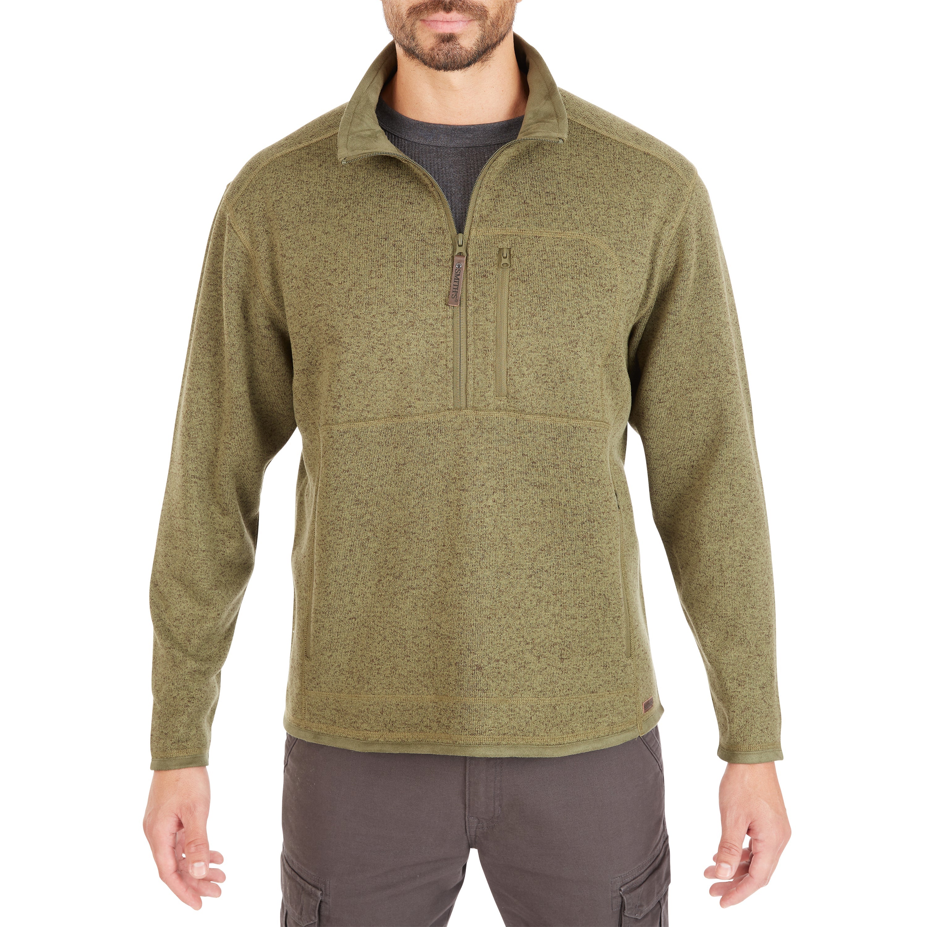  Smith's Workwear Sweater Fleece Quarter Zip Pullover - Oatmeal Heather - Bonton