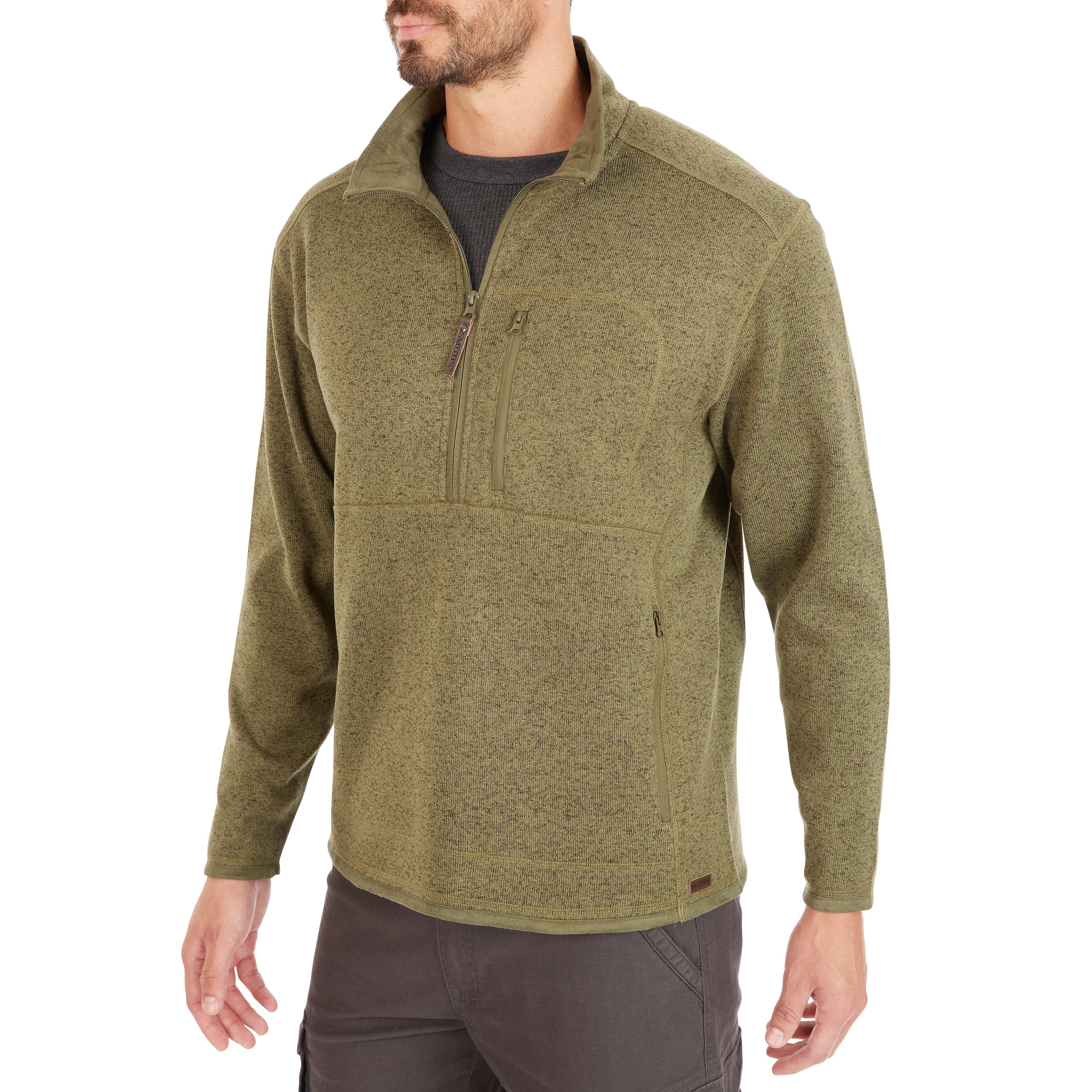  Smith's Workwear Sweater Fleece Quarter Zip Pullover - Oatmeal Heather - Bonton