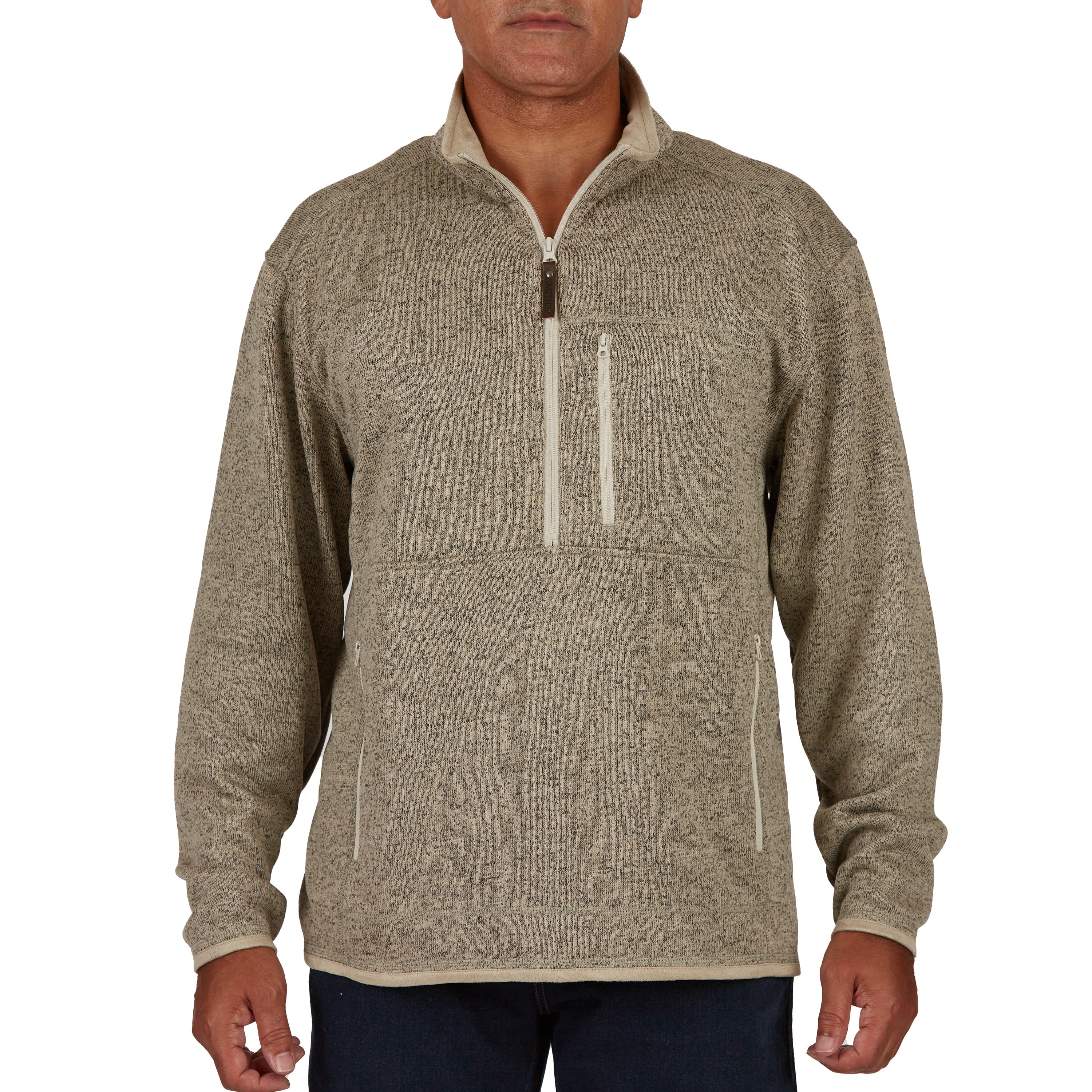  Smith's Workwear Sweater Fleece Quarter Zip Pullover - Oatmeal Heather - Bonton