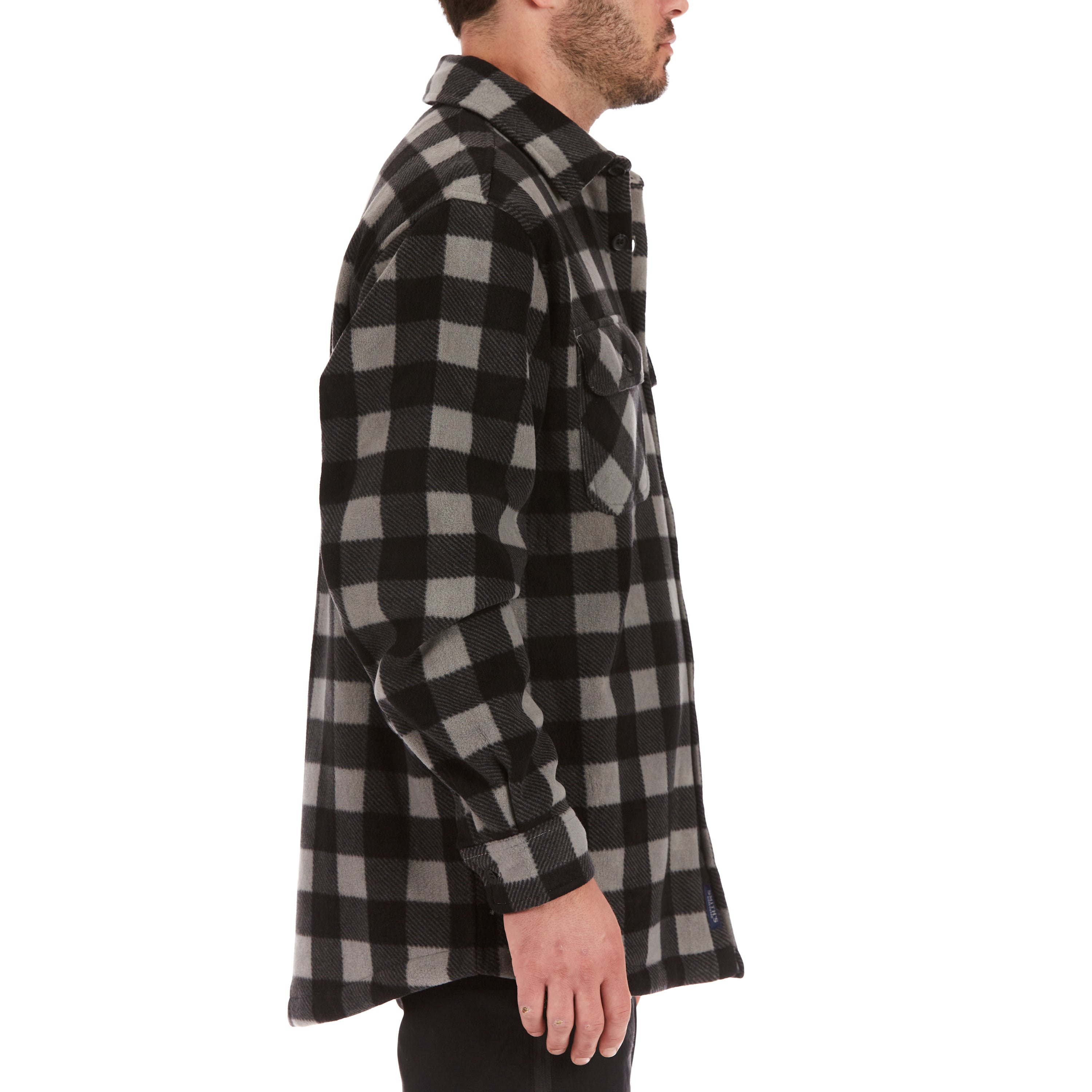  Smith's Workwear Sherpa-Lined Plaid Fleece Shirt Jacket - Red/Black-503 - Bonton