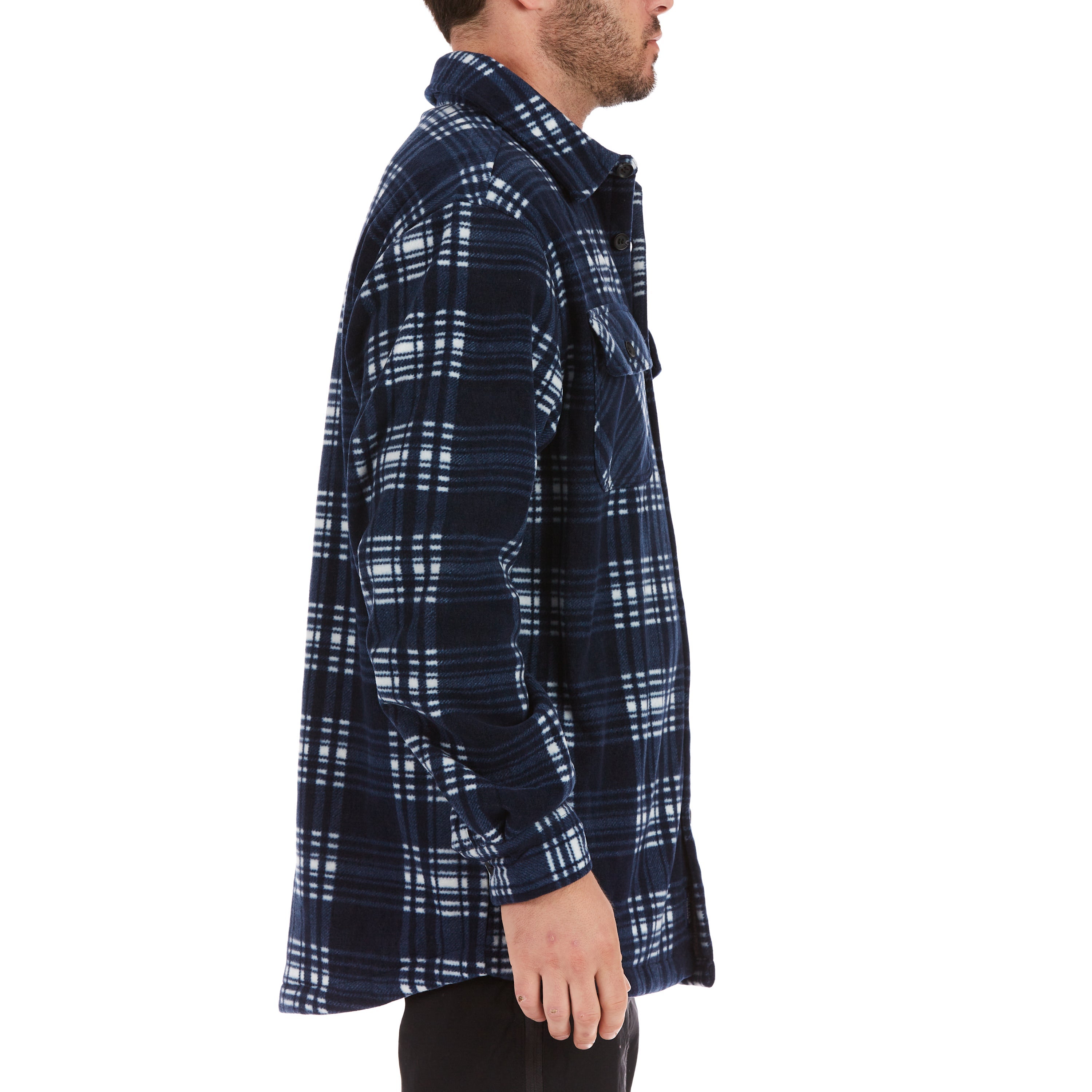  Smith's Workwear Sherpa-Lined Plaid Fleece Shirt Jacket - Red/Black-503 - Bonton