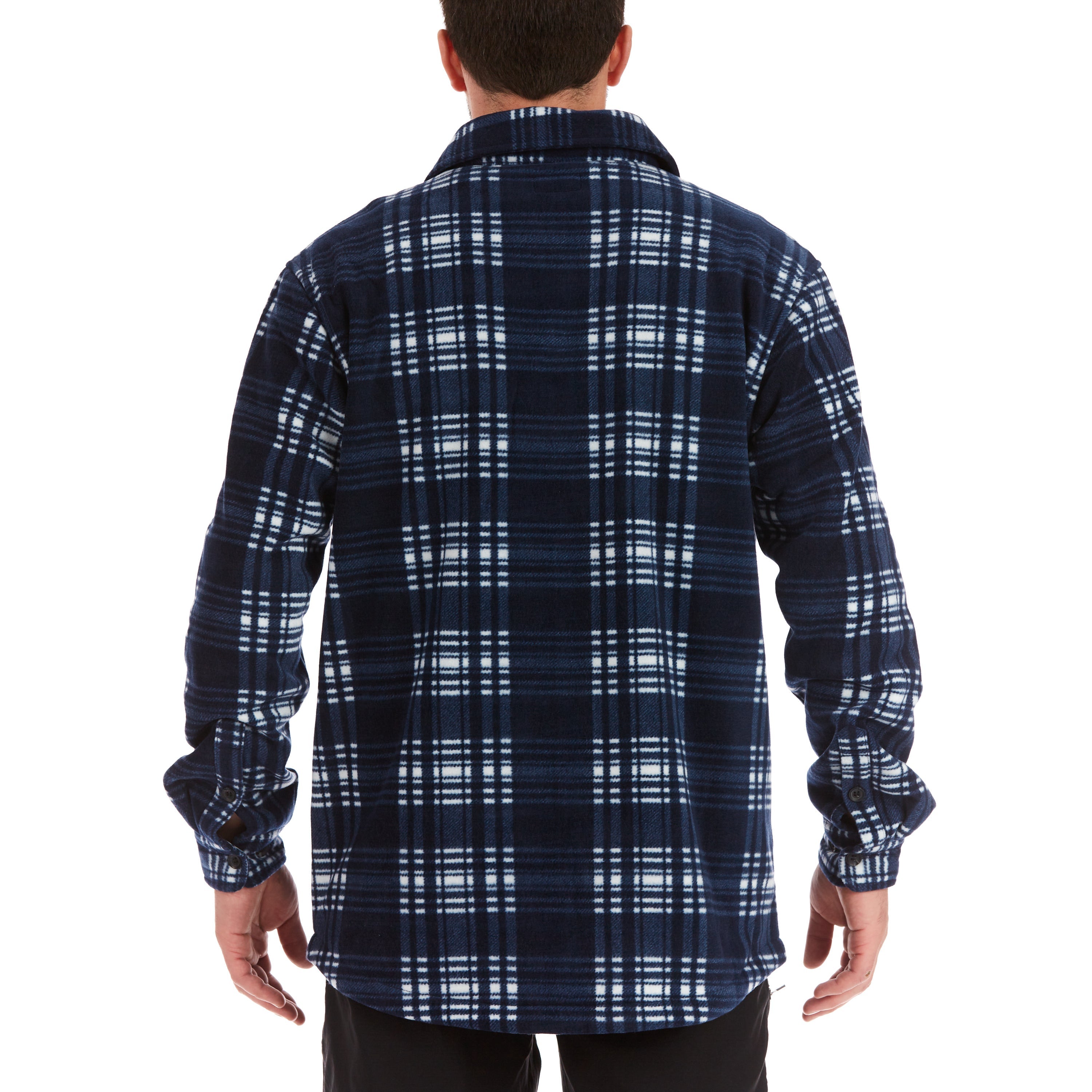  Smith's Workwear Sherpa-Lined Plaid Fleece Shirt Jacket - Stone/Black-503 - Bonton