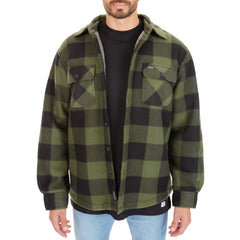 Sherpa-Lined Plaid Fleece Shirt Jacket