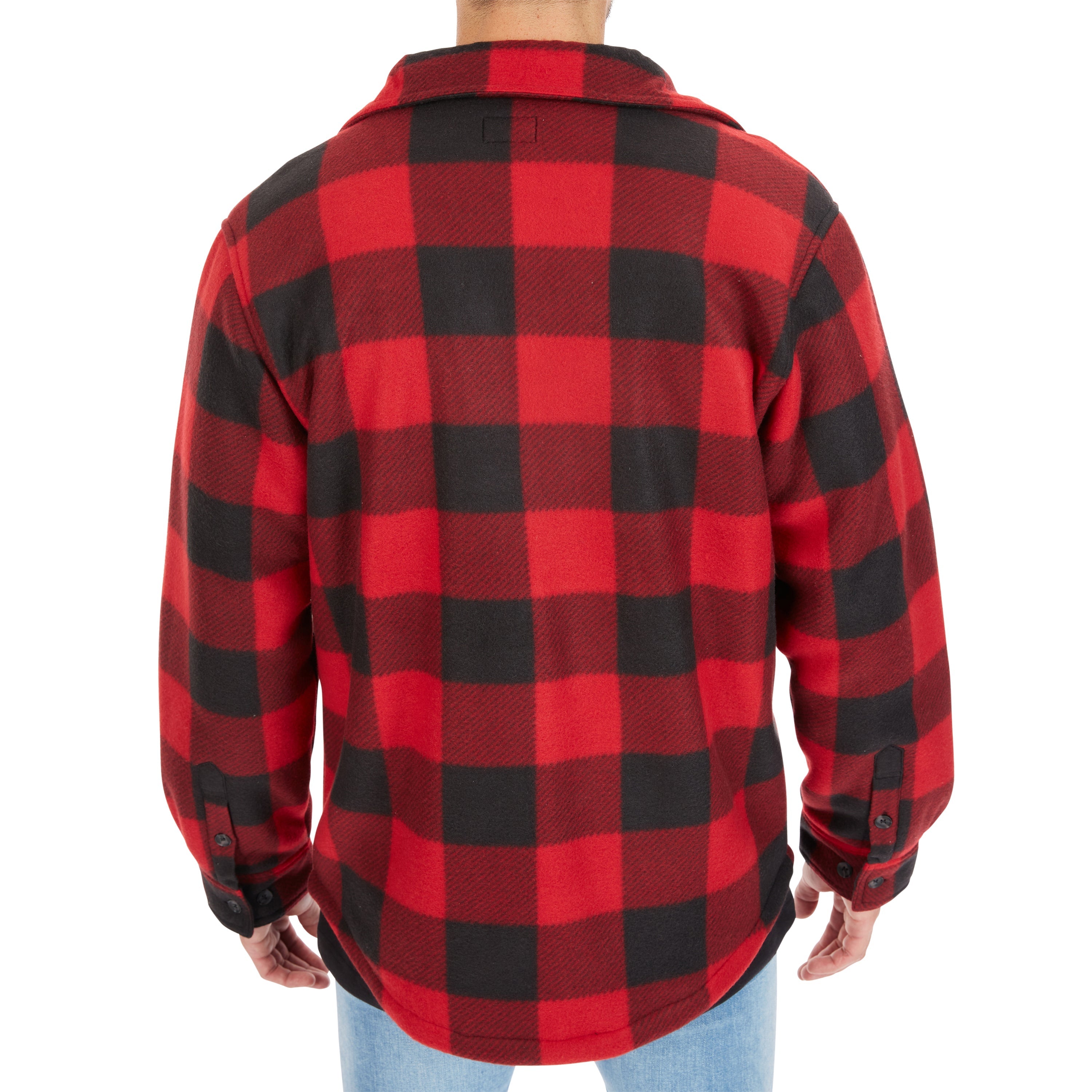  Smith's Workwear Sherpa-Lined Plaid Fleece Shirt Jacket - Stone/Black-503 - Bonton