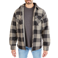 Sherpa-Lined Plaid Fleece Shirt Jacket