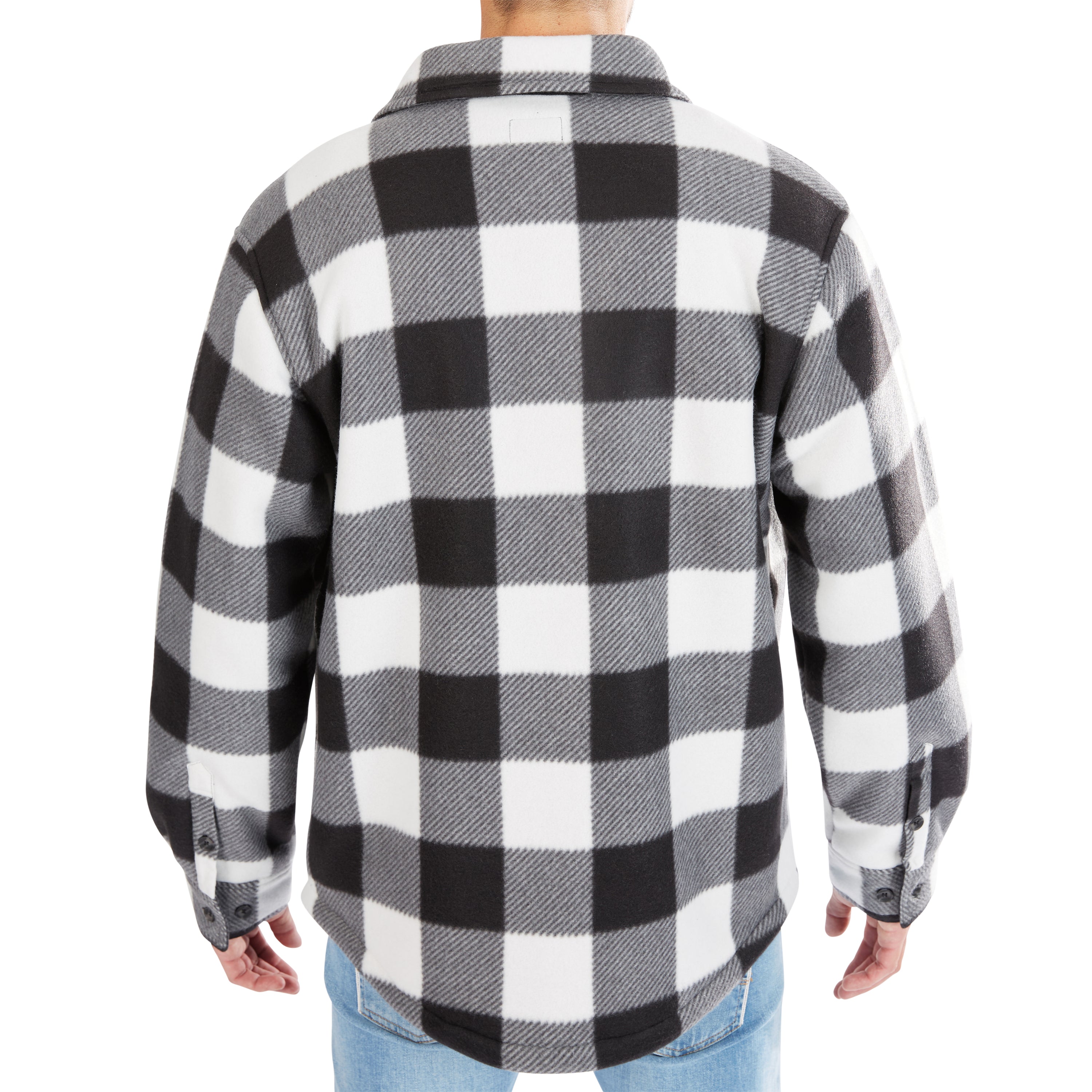  Smith's Workwear Sherpa-Lined Plaid Fleece Shirt Jacket - Stone/Black-503 - Bonton