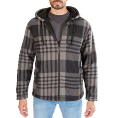 Butter-Sherpa Lined Plaid Polar Fleece Full Zip Hooded Jacket