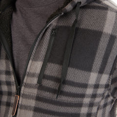 Butter-Sherpa Lined Plaid Polar Fleece Full Zip Hooded Jacket