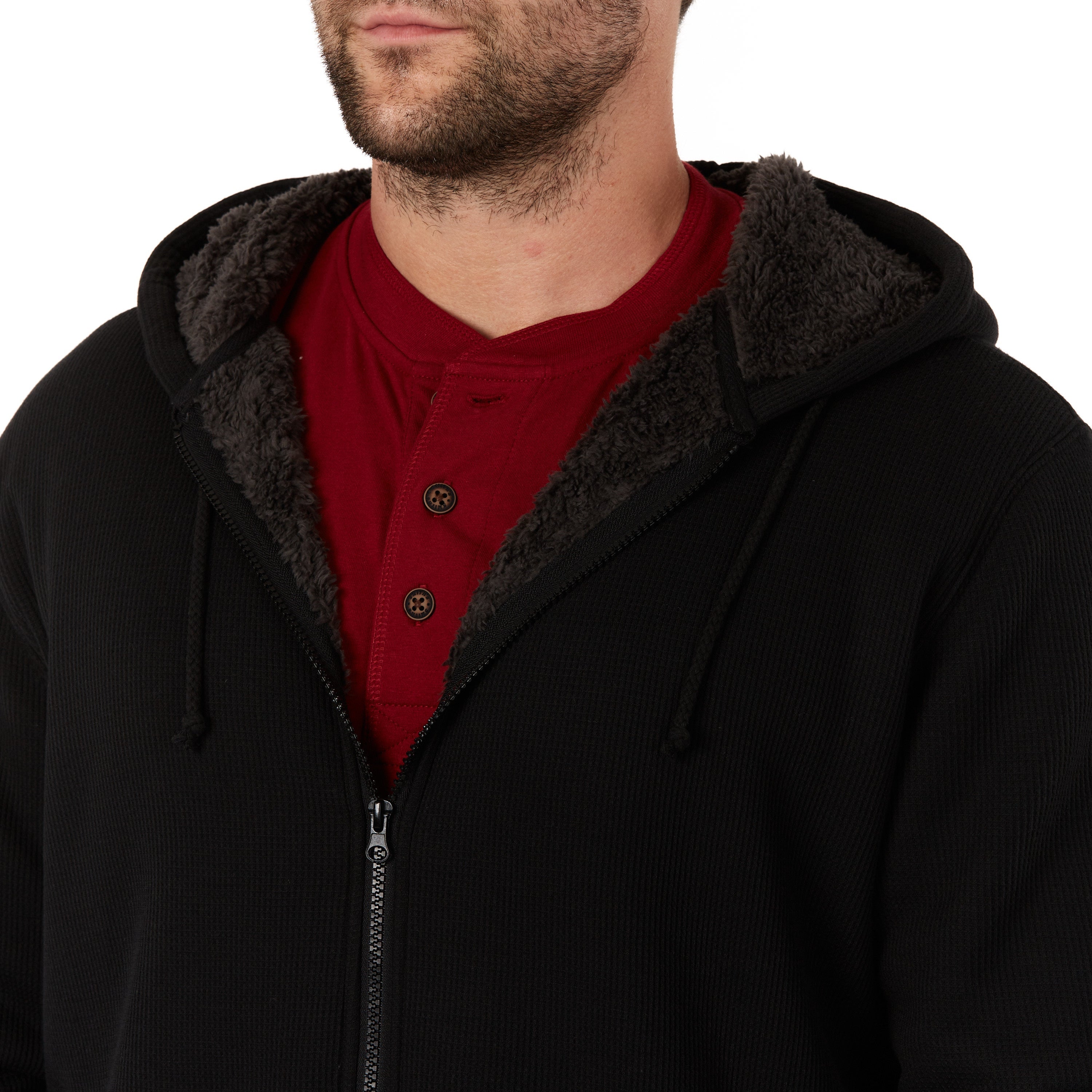  Smith's Workwear Hooded Sherpa-Lined Thermal Jacket - Dark Grey - Bonton