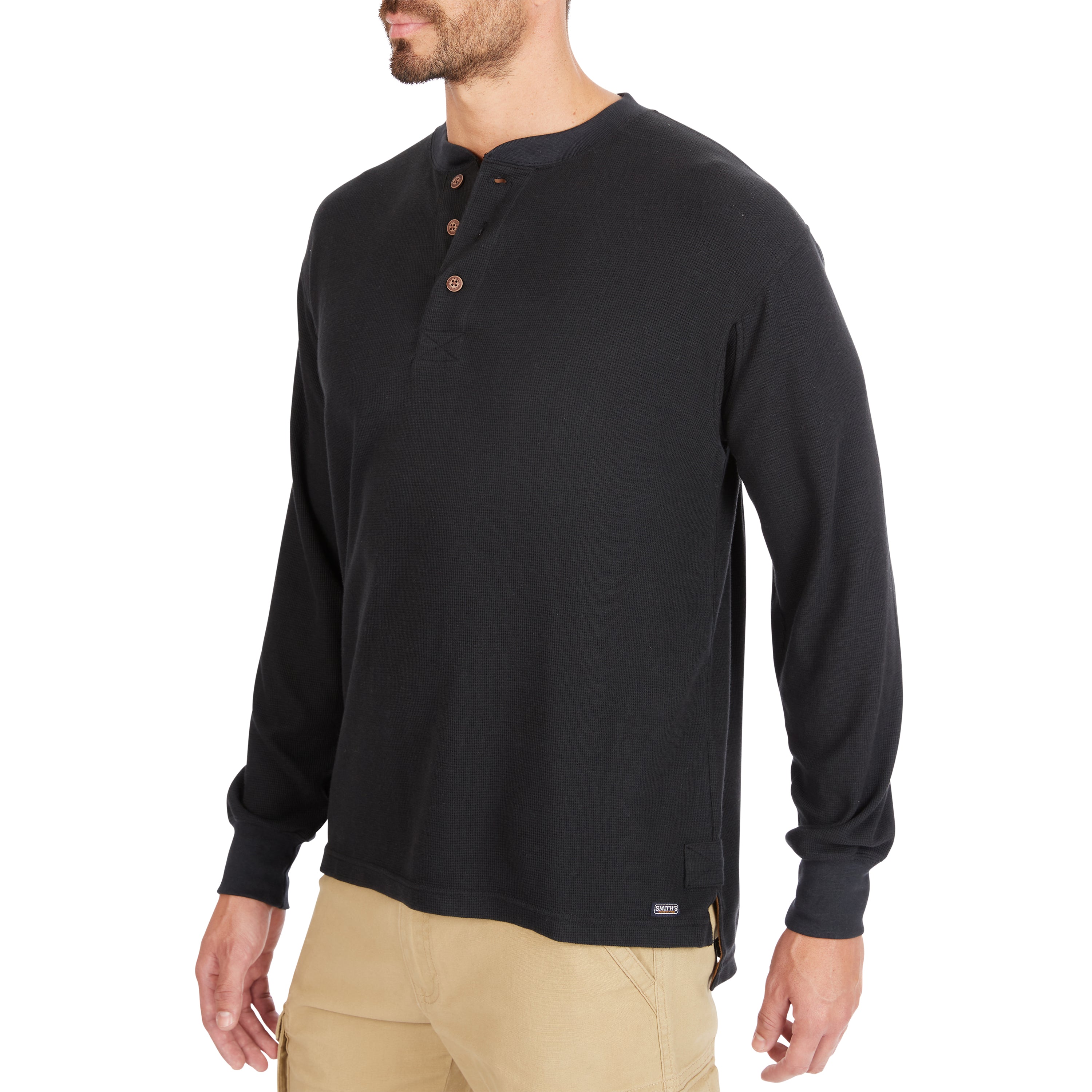  Smith's Workwear Extended Tail Mini-Thermal Knit Henley Pullover with Gusset - Rust - Bonton