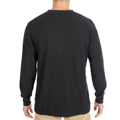 Extended Tail Mini-Thermal Knit Henley Pullover with Gusset