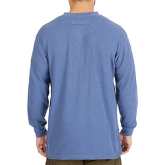 Extended Tail Mini-Thermal Knit Henley Pullover with Gusset