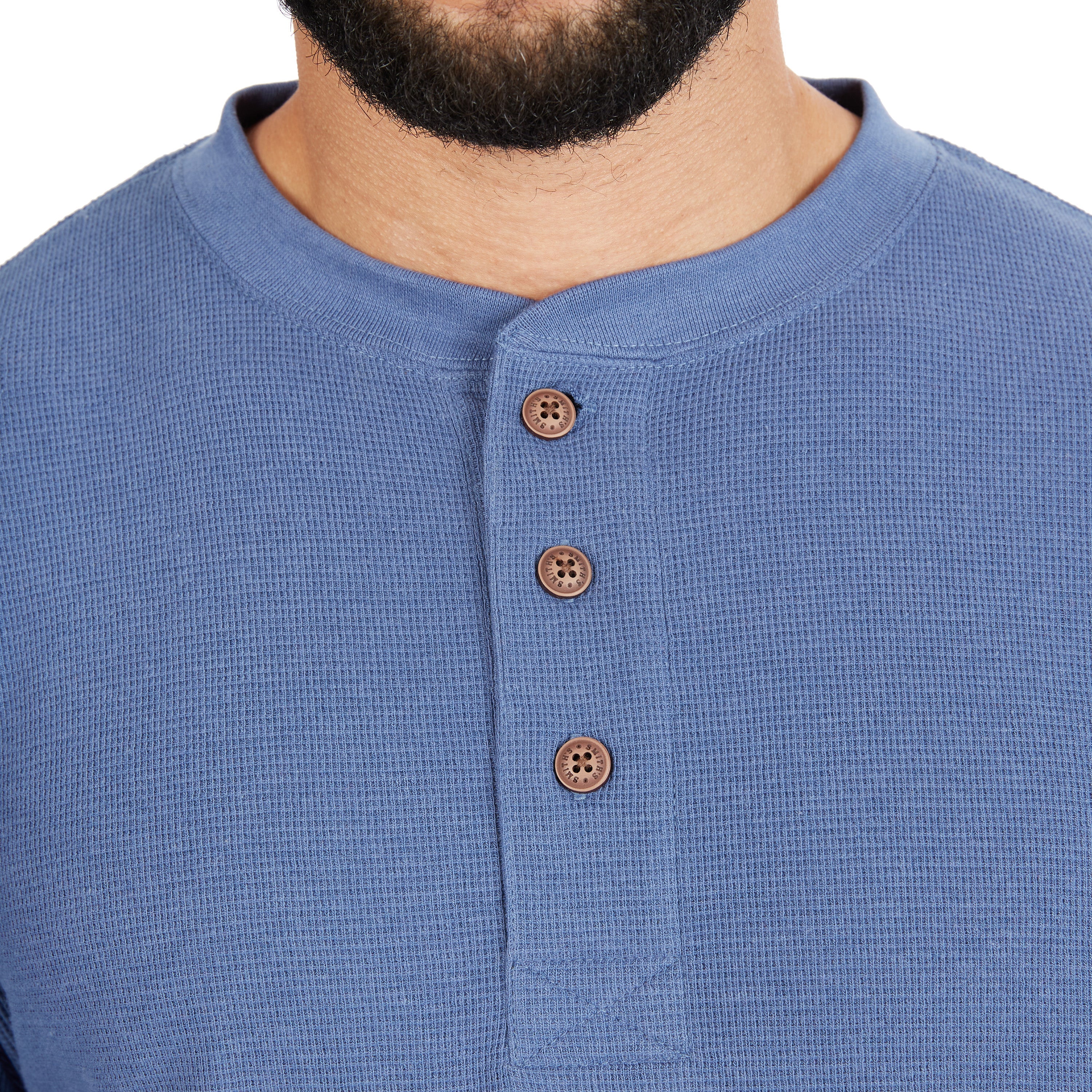  Smith's Workwear Extended Tail Mini-Thermal Knit Henley Pullover with Gusset - Rust - Bonton