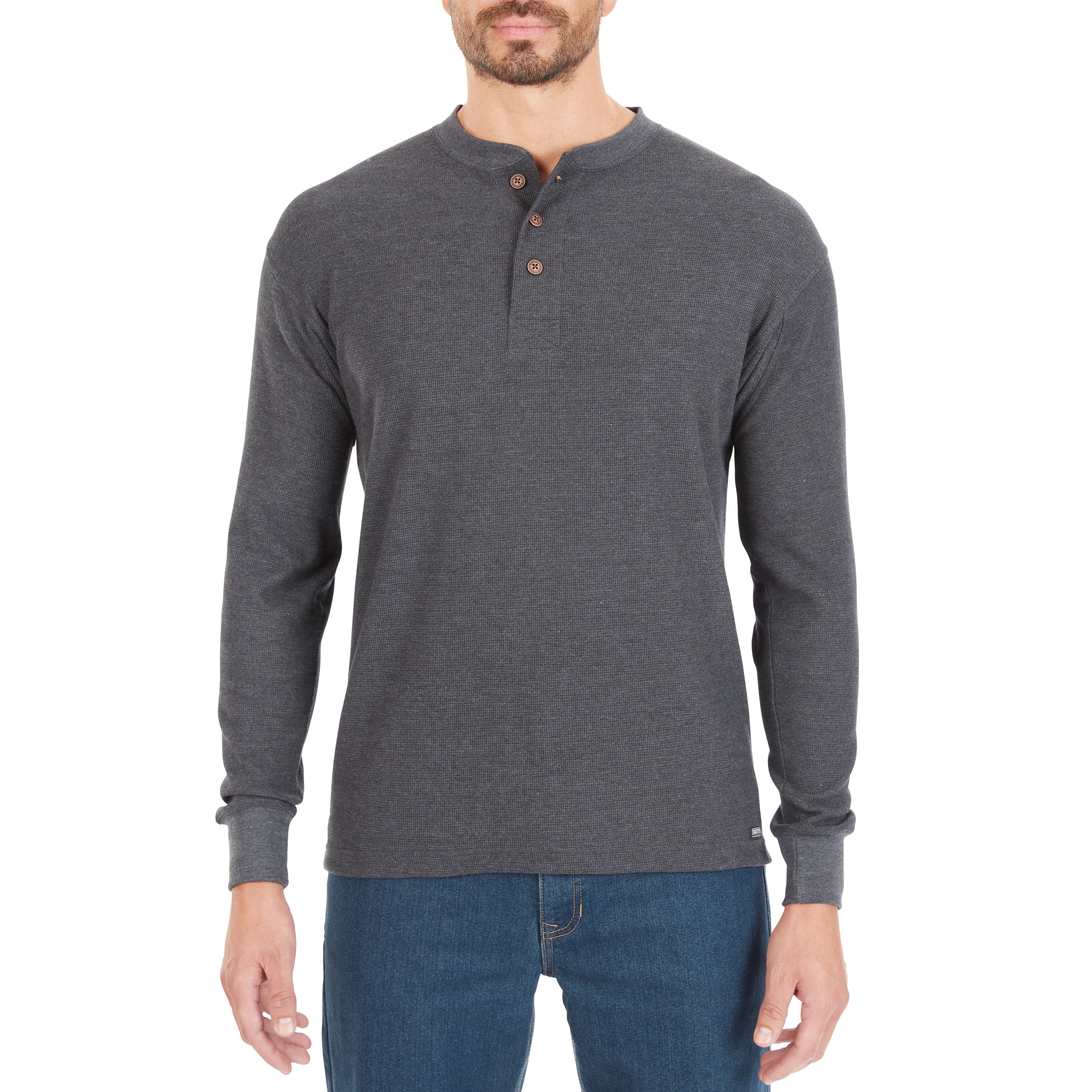  Smith's Workwear Extended Tail Mini-Thermal Knit Henley Pullover with Gusset - Rust - Bonton