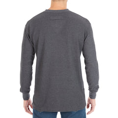 Extended Tail Mini-Thermal Knit Henley Pullover with Gusset