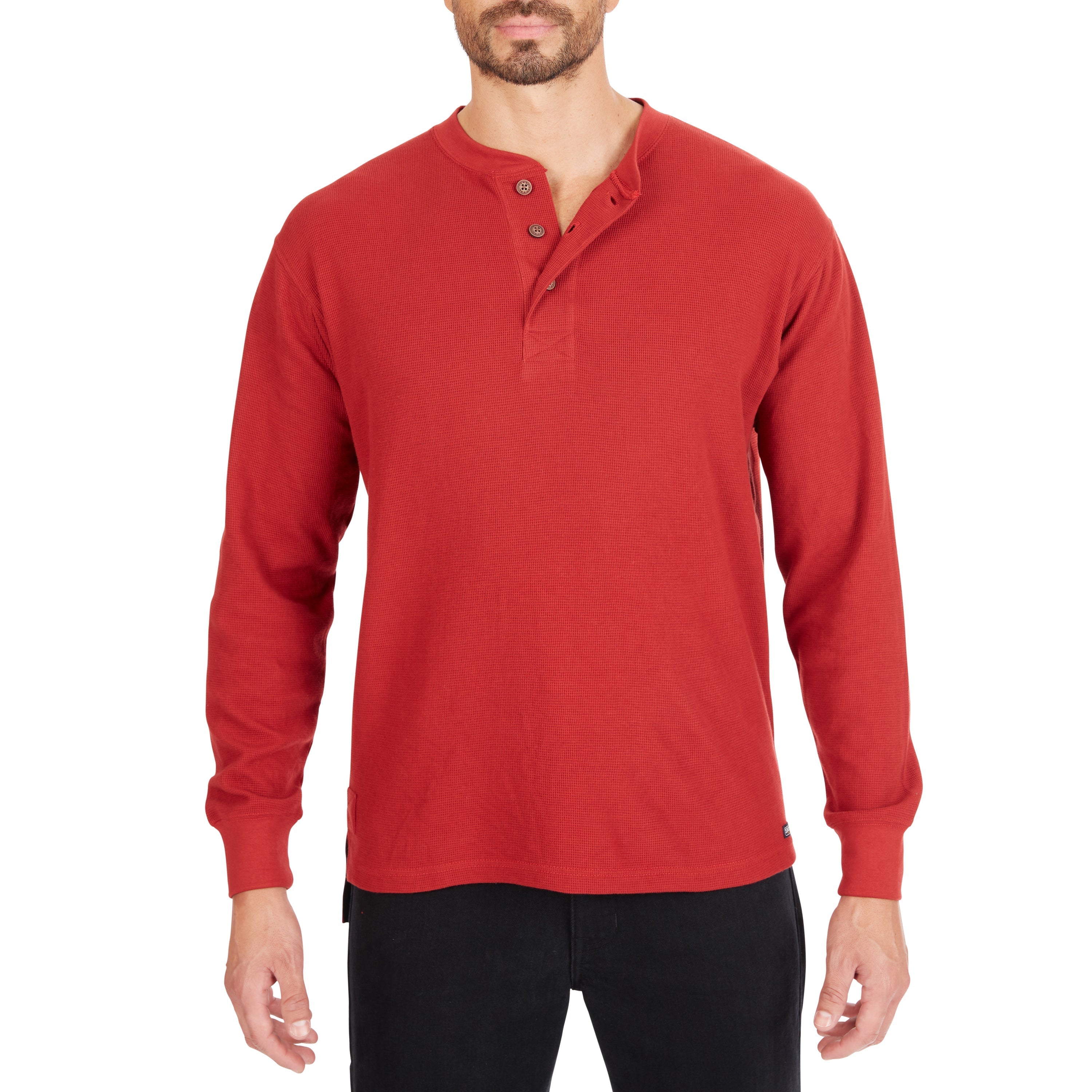  Smith's Workwear Extended Tail Mini-Thermal Knit Henley Pullover with Gusset - Rust - Bonton