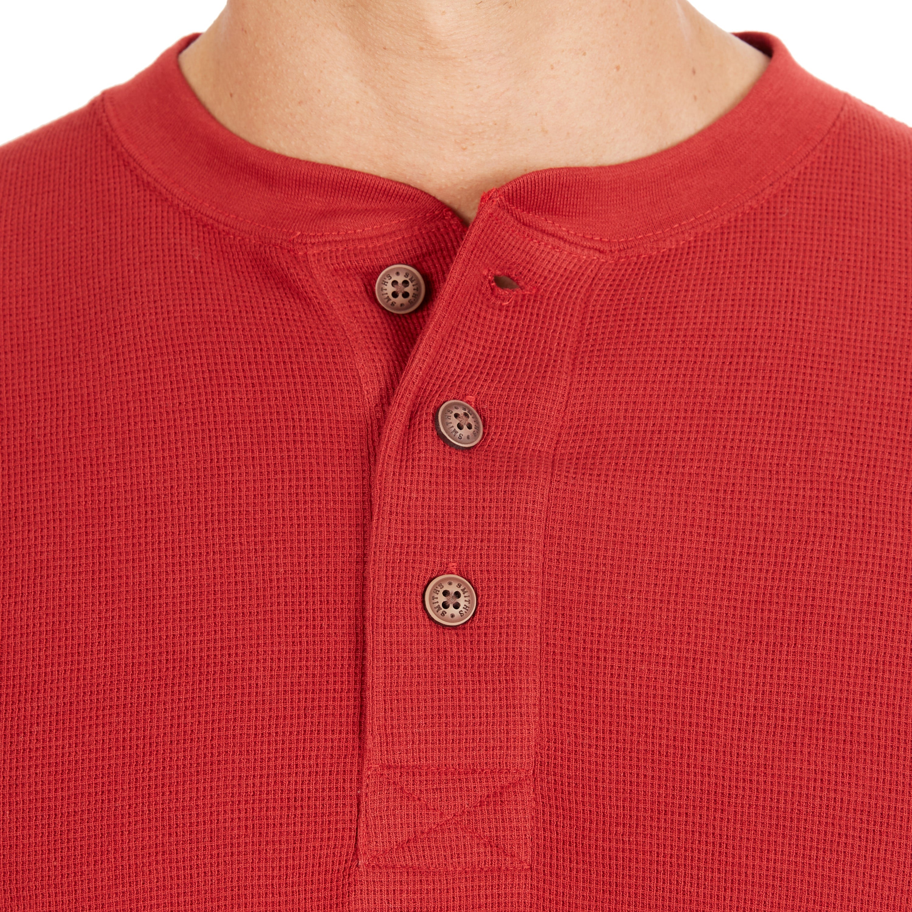  Smith's Workwear Extended Tail Mini-Thermal Knit Henley Pullover with Gusset - Rust - Bonton