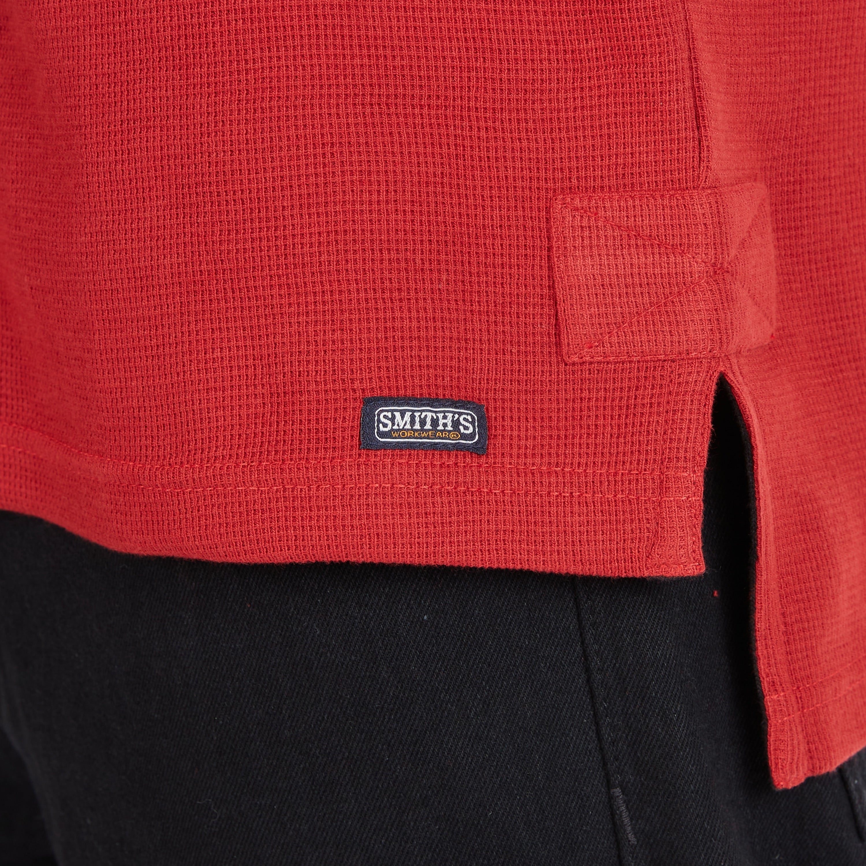  Smith's Workwear Extended Tail Mini-Thermal Knit Henley Pullover with Gusset - Rust - Bonton