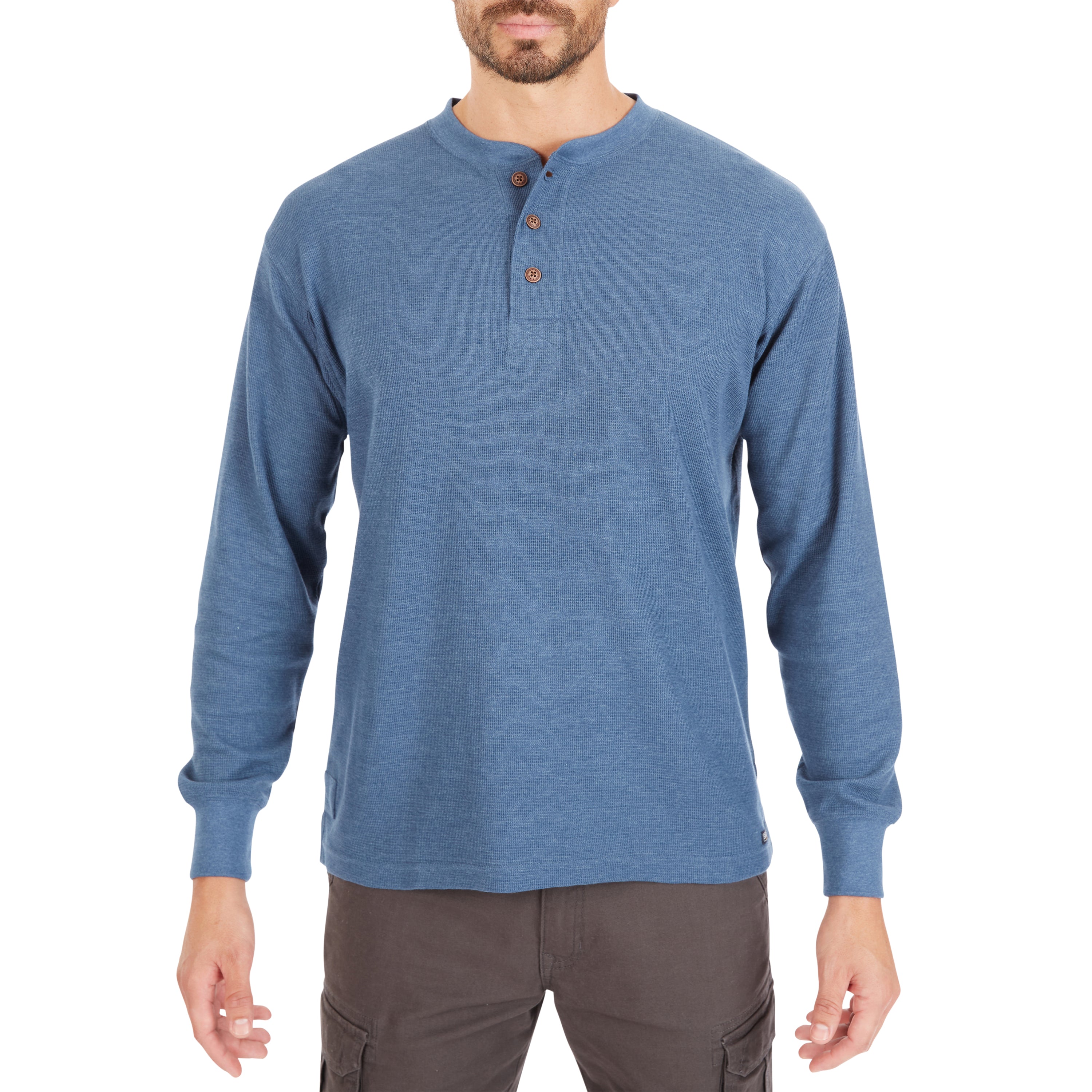  Smith's Workwear Extended Tail Mini-Thermal Knit Henley Pullover with Gusset - Rust - Bonton