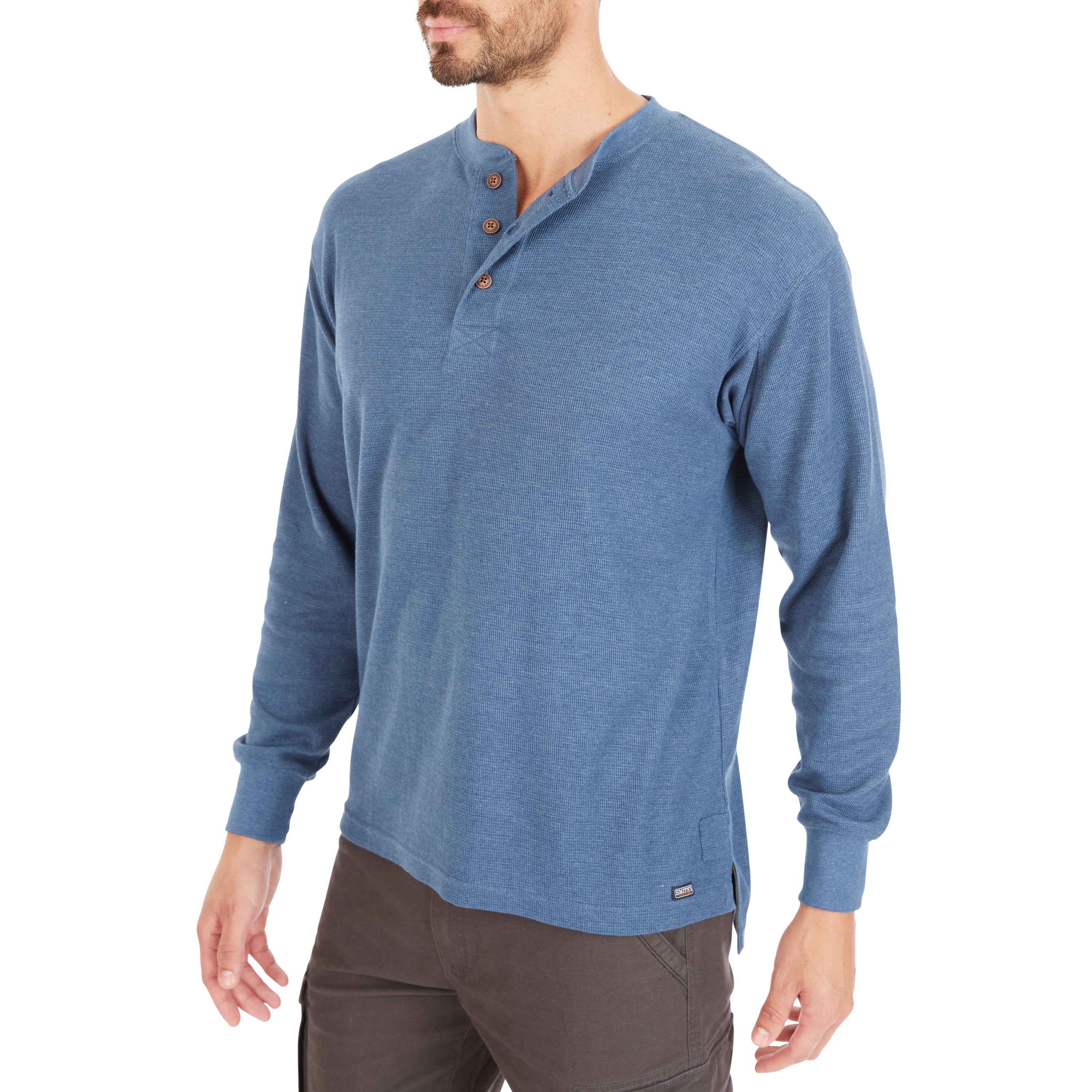  Smith's Workwear Extended Tail Mini-Thermal Knit Henley Pullover with Gusset - Rust - Bonton