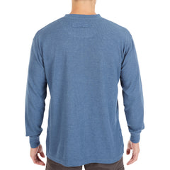 Extended Tail Mini-Thermal Knit Henley Pullover with Gusset