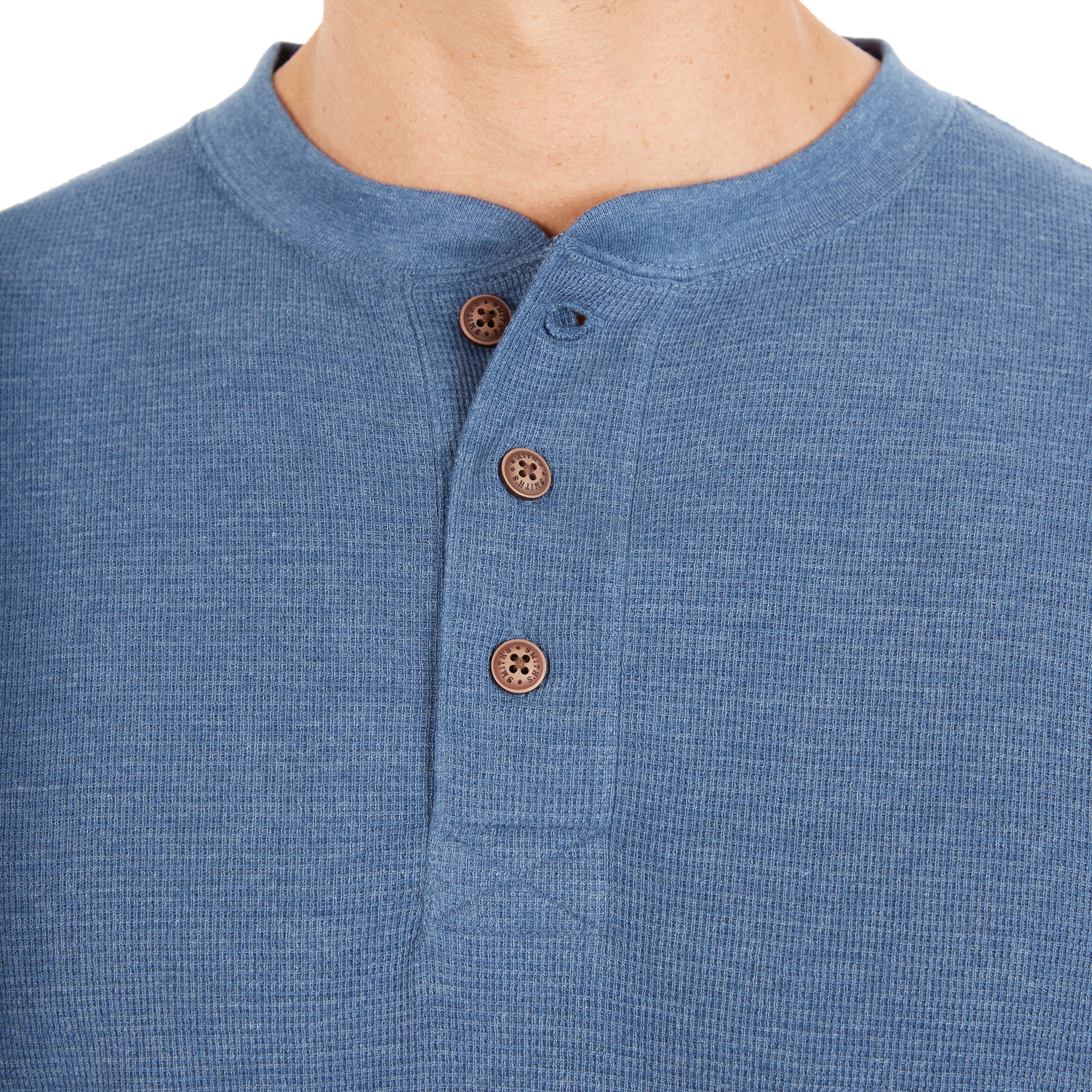  Smith's Workwear Extended Tail Mini-Thermal Knit Henley Pullover with Gusset - Rust - Bonton