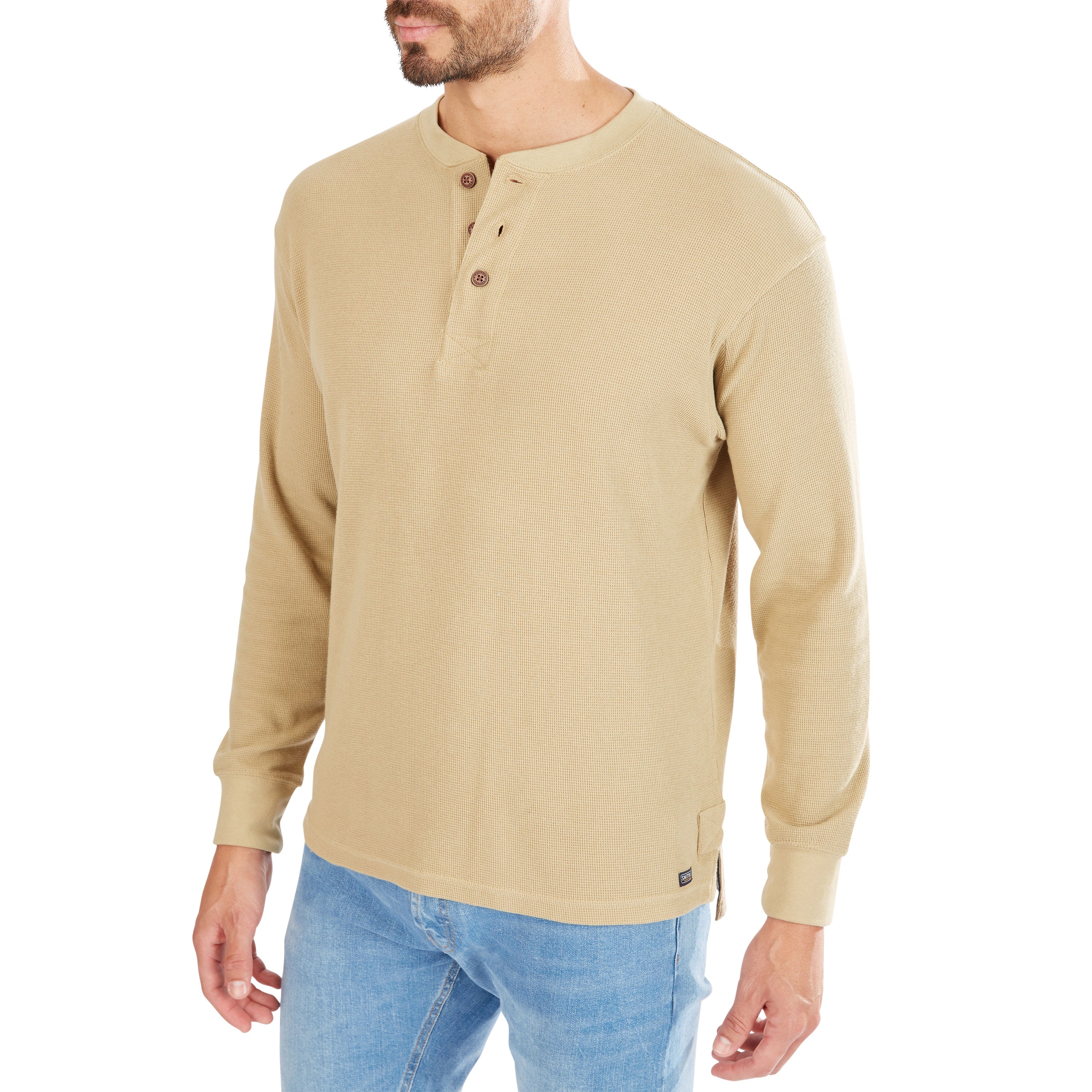  Smith's Workwear Extended Tail Mini-Thermal Knit Henley Pullover with Gusset - Rust - Bonton