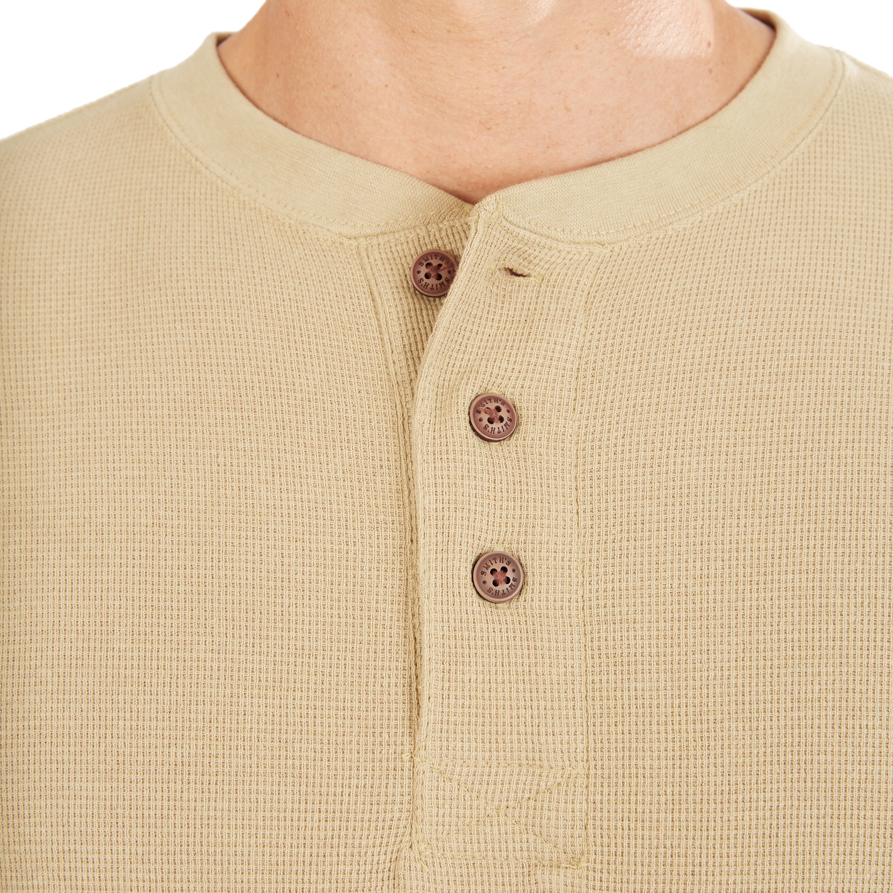  Smith's Workwear Extended Tail Mini-Thermal Knit Henley Pullover with Gusset - Rust - Bonton