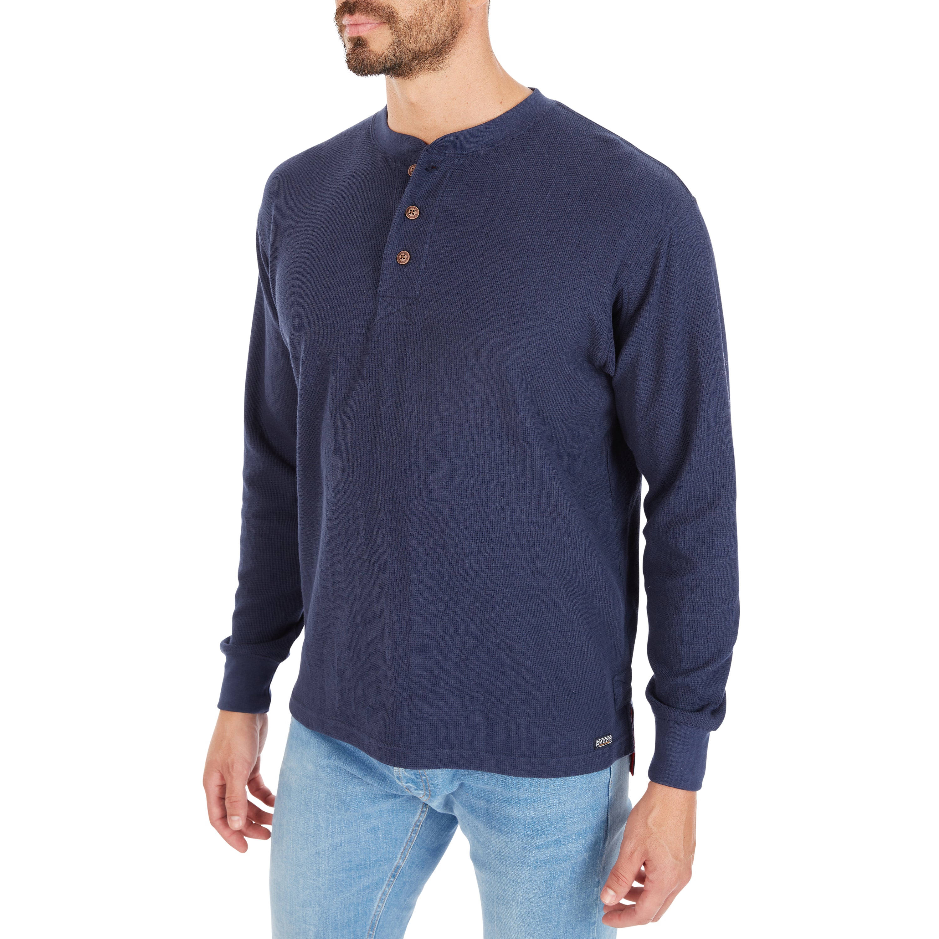  Smith's Workwear Extended Tail Mini-Thermal Knit Henley Pullover with Gusset - Rust - Bonton