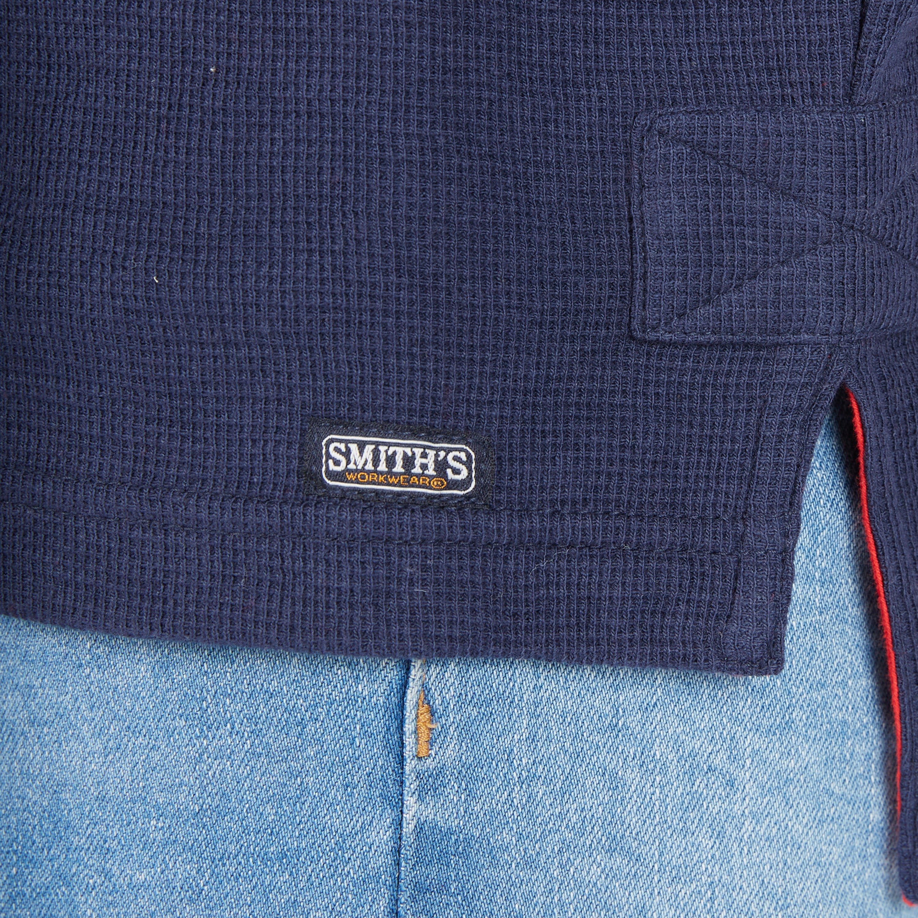  Smith's Workwear Extended Tail Mini-Thermal Knit Henley Pullover with Gusset - Rust - Bonton