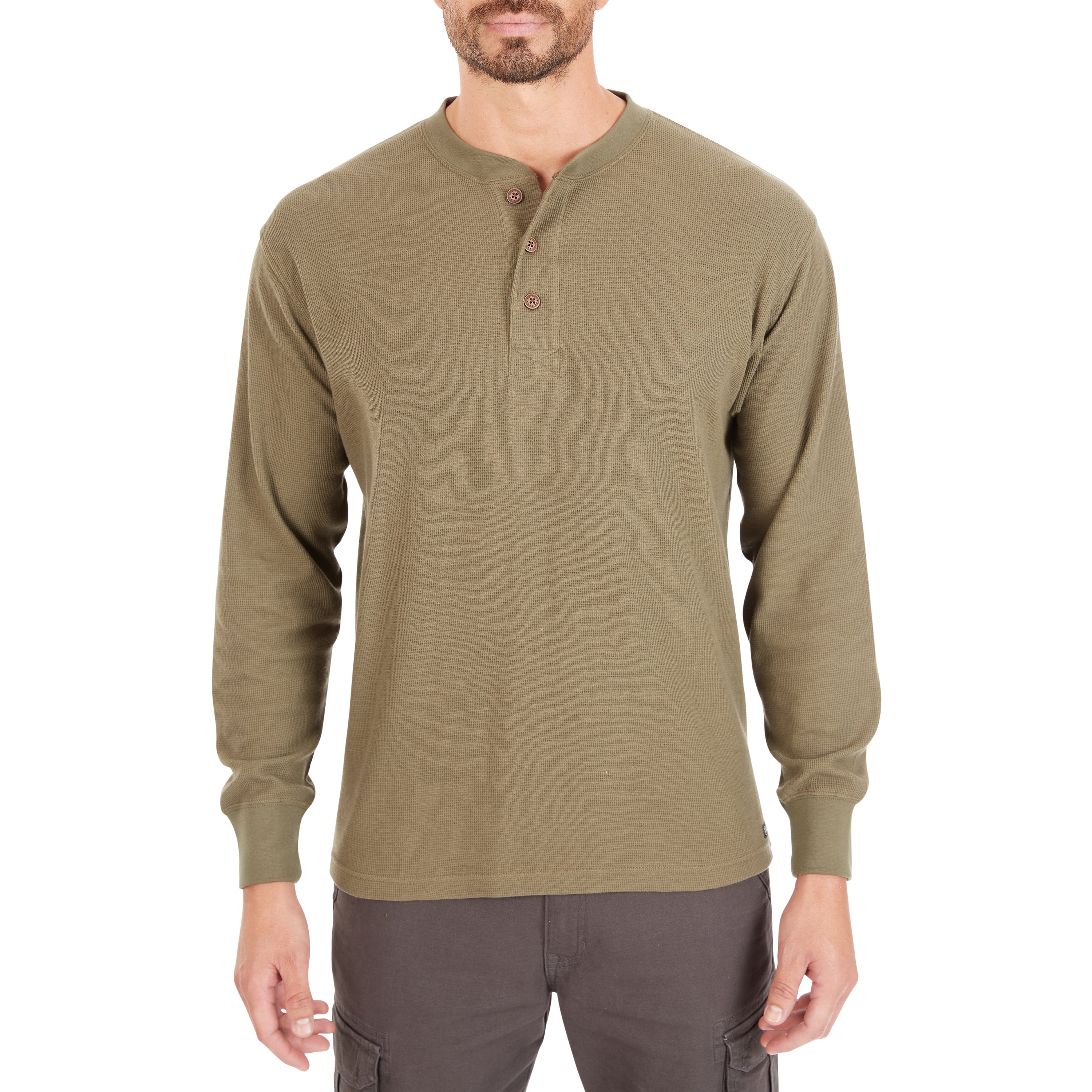  Smith's Workwear Extended Tail Mini-Thermal Knit Henley Pullover with Gusset - Rust - Bonton