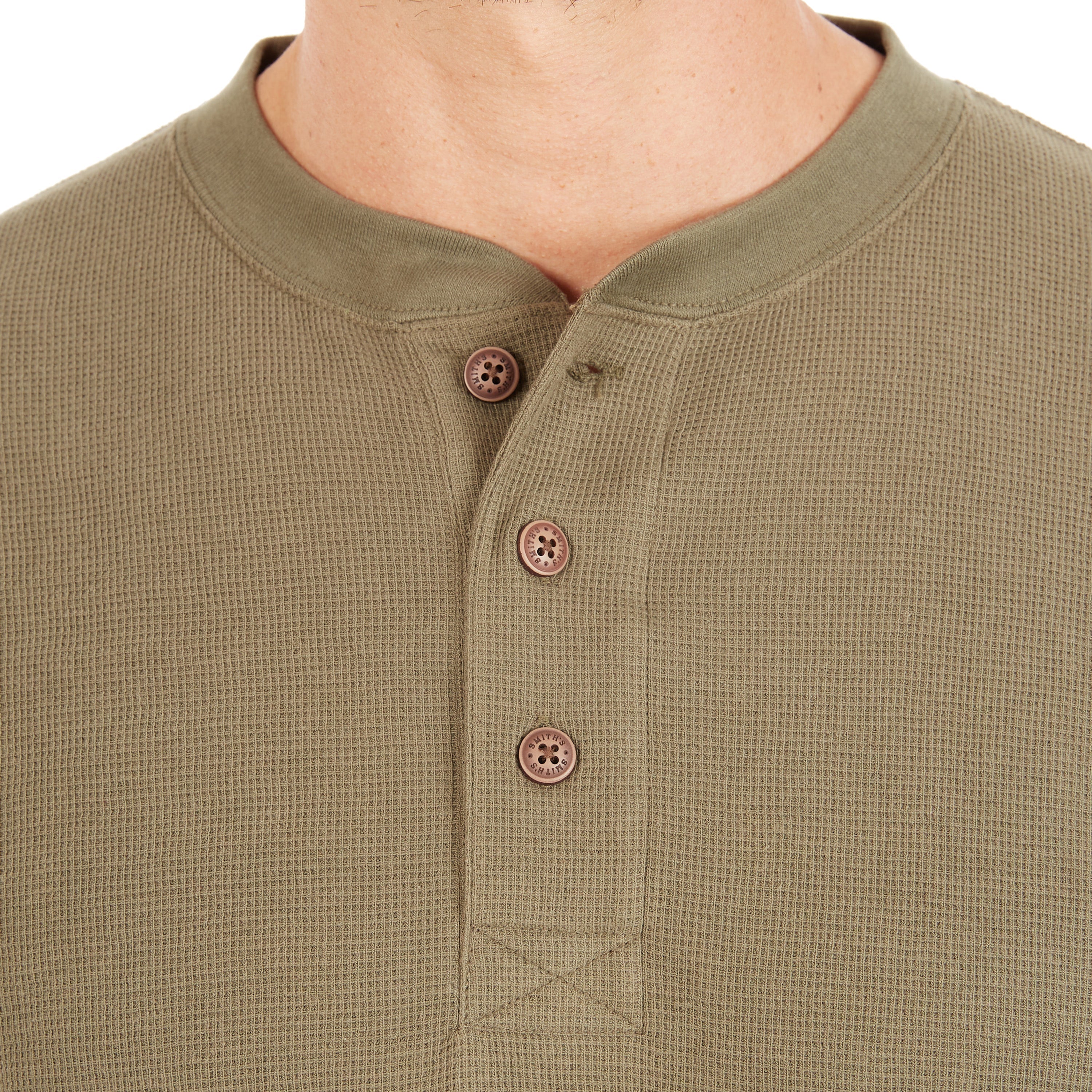  Smith's Workwear Extended Tail Mini-Thermal Knit Henley Pullover with Gusset - Rust - Bonton