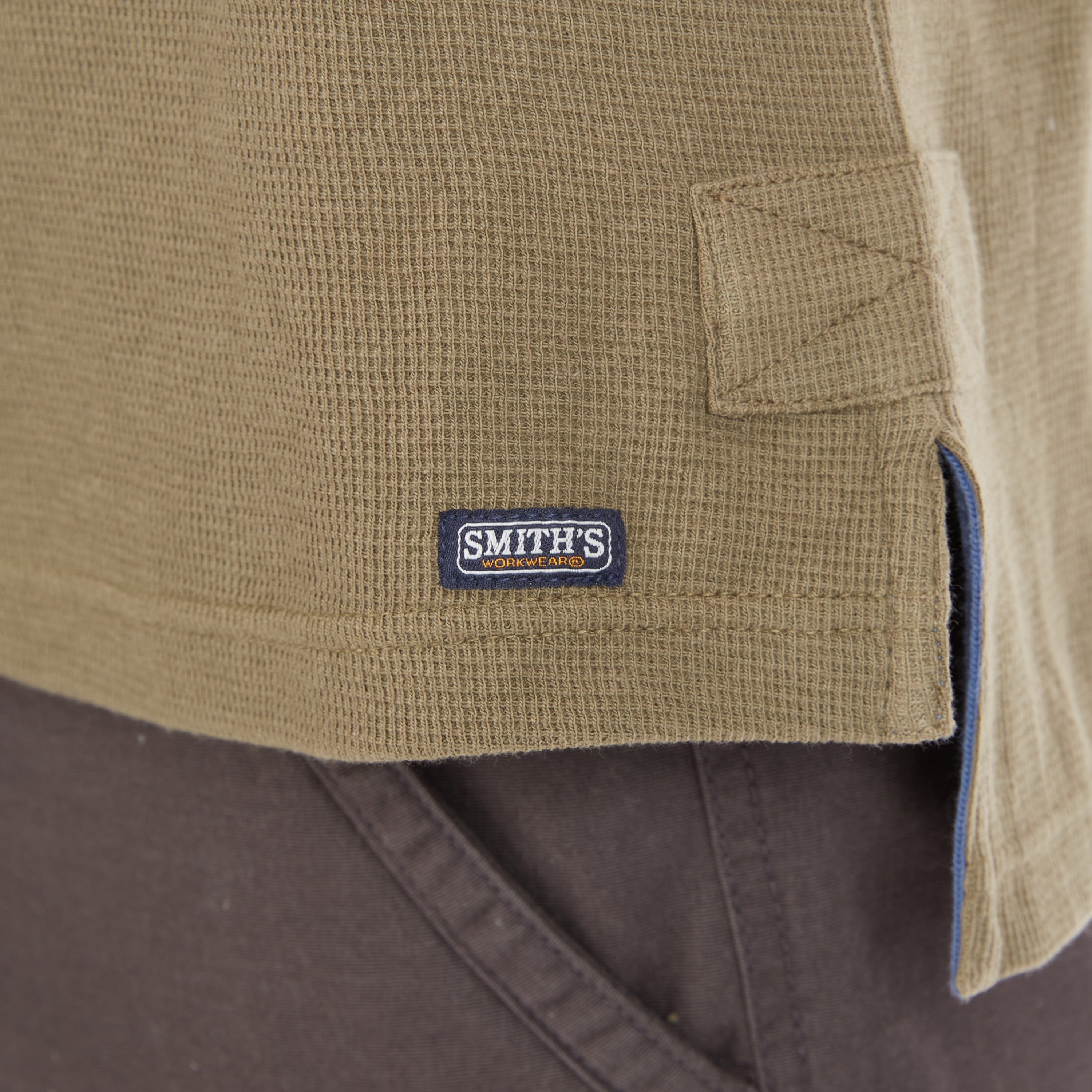  Smith's Workwear Extended Tail Mini-Thermal Knit Henley Pullover with Gusset - Rust - Bonton