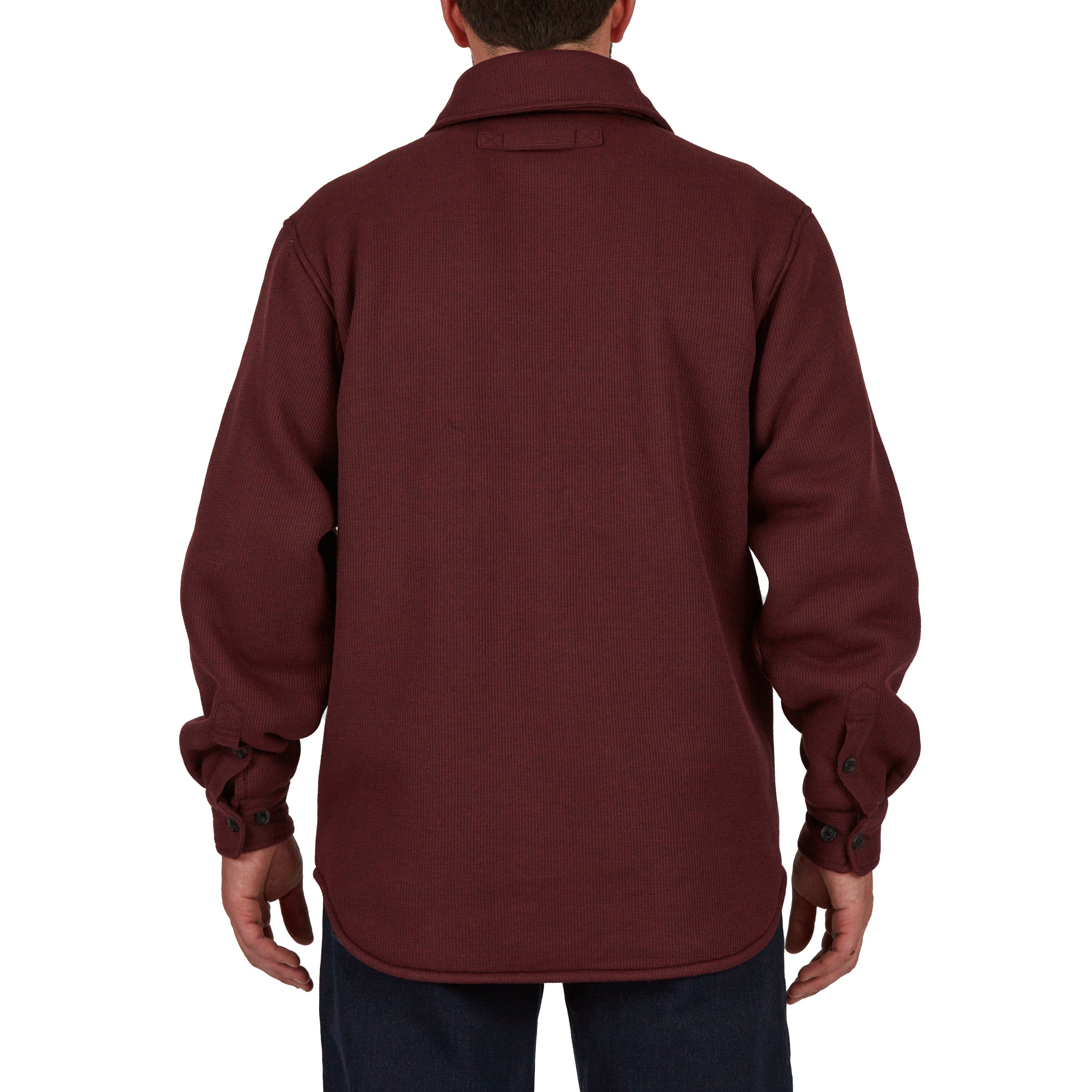  Smith's Workwear Sherpa-Lined Heather Thermal Shirt Jacket - Heather Burgundy - Bonton