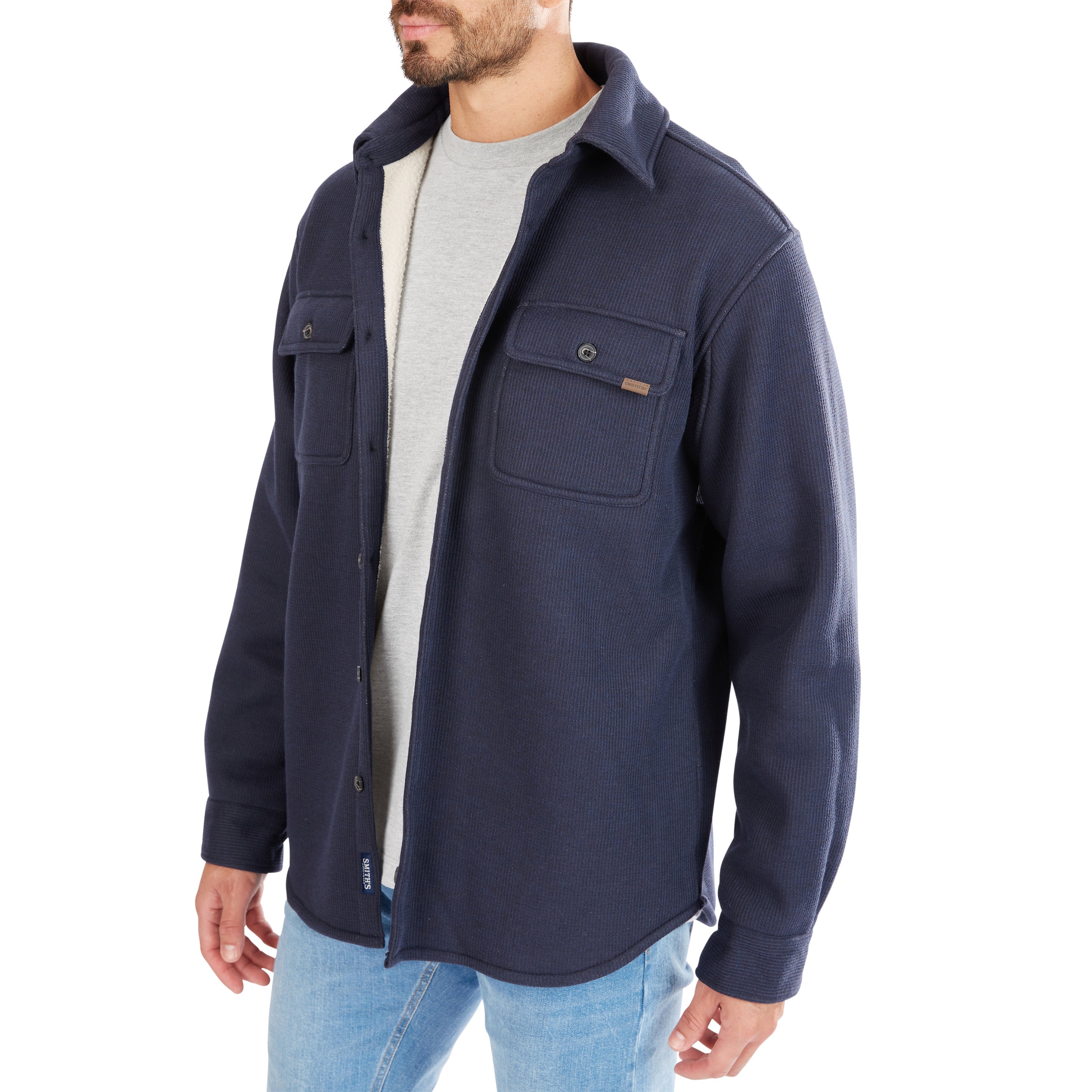  Smith's Workwear Sherpa-Lined Heather Thermal Shirt Jacket - Heather Charcoal - Bonton