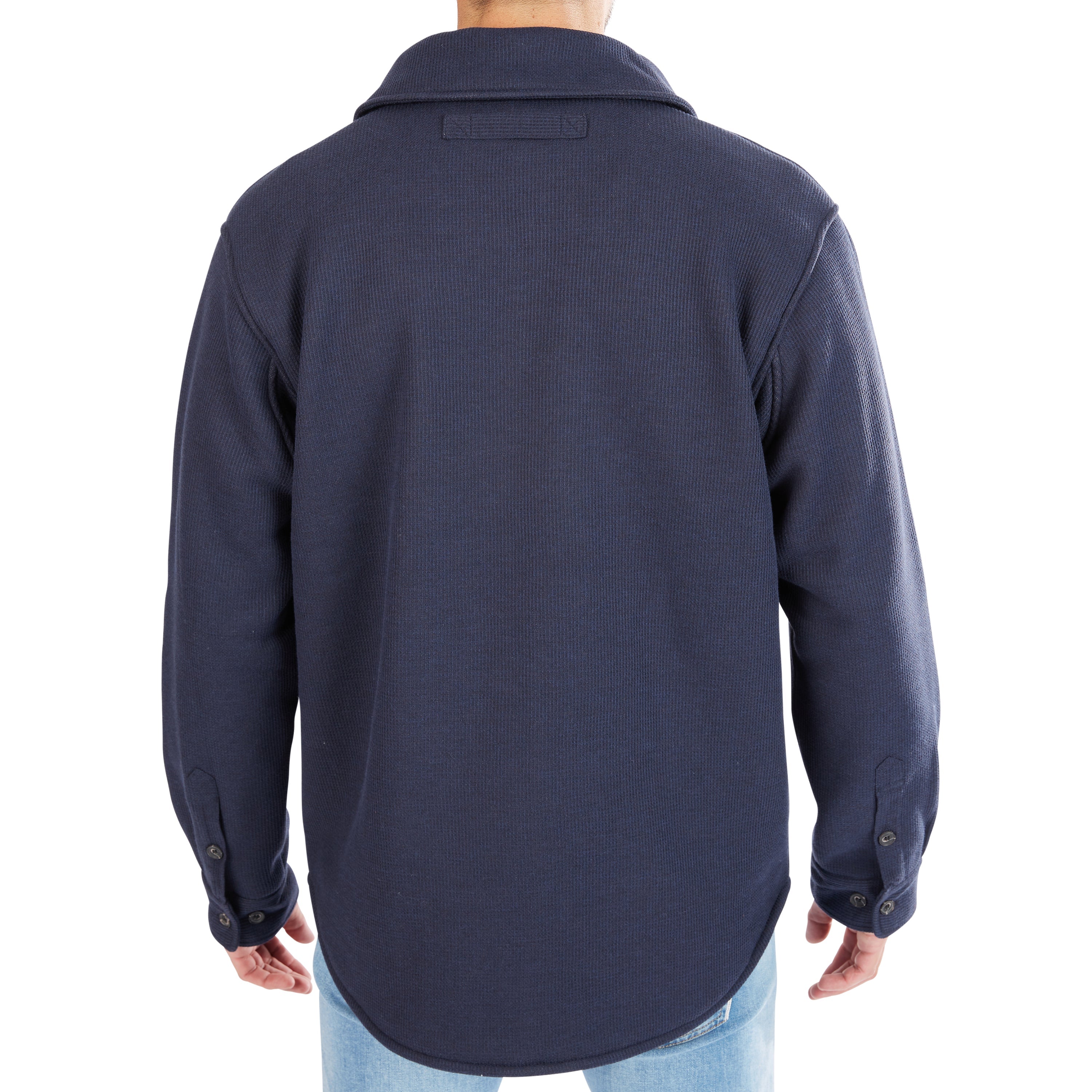  Smith's Workwear Sherpa-Lined Heather Thermal Shirt Jacket - Heather Navy - Bonton