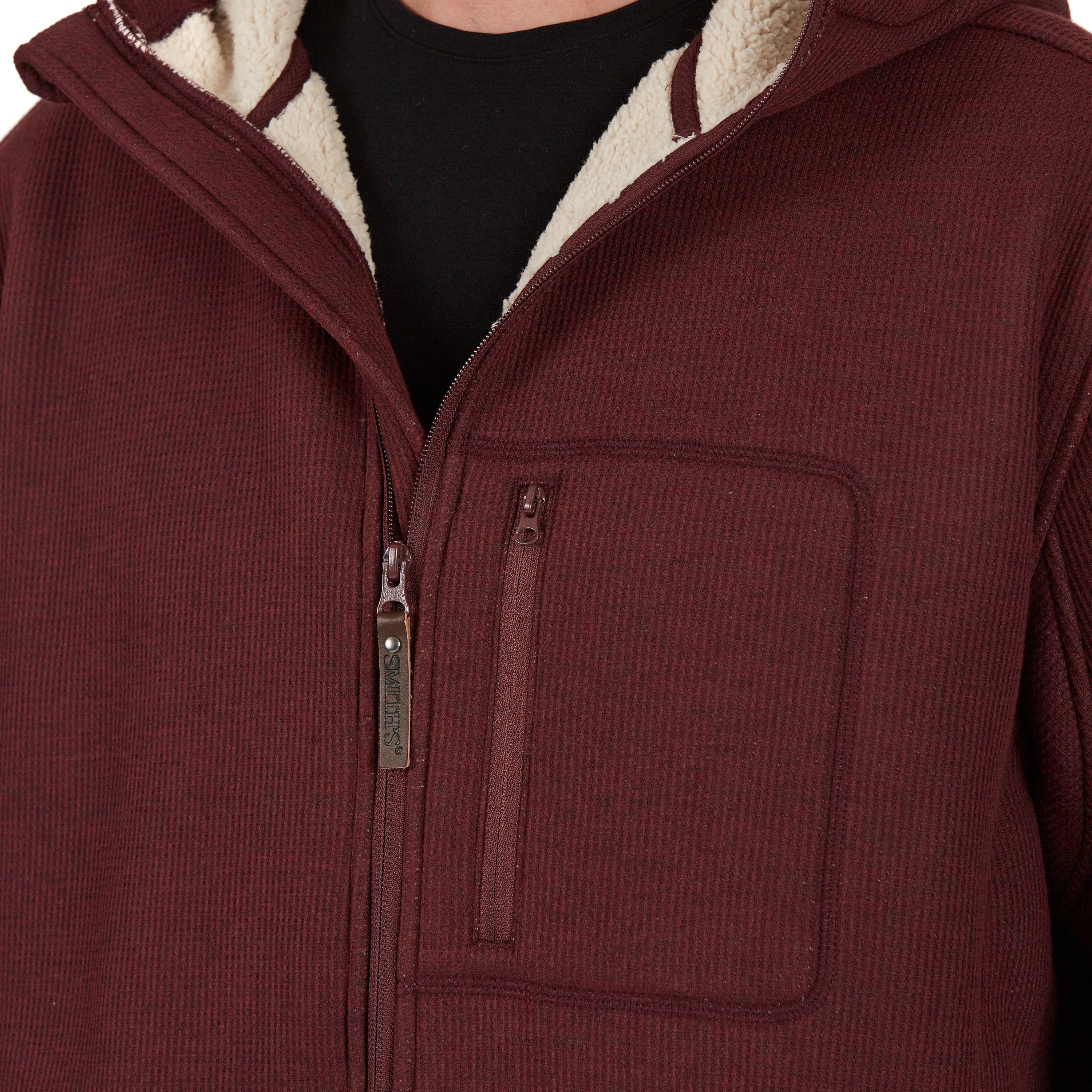  Smith's Workwear Sherpa-Lined Heather Thermal Hooded Full Zip Shirt Jacket - Heather Hazelnut - Bonton